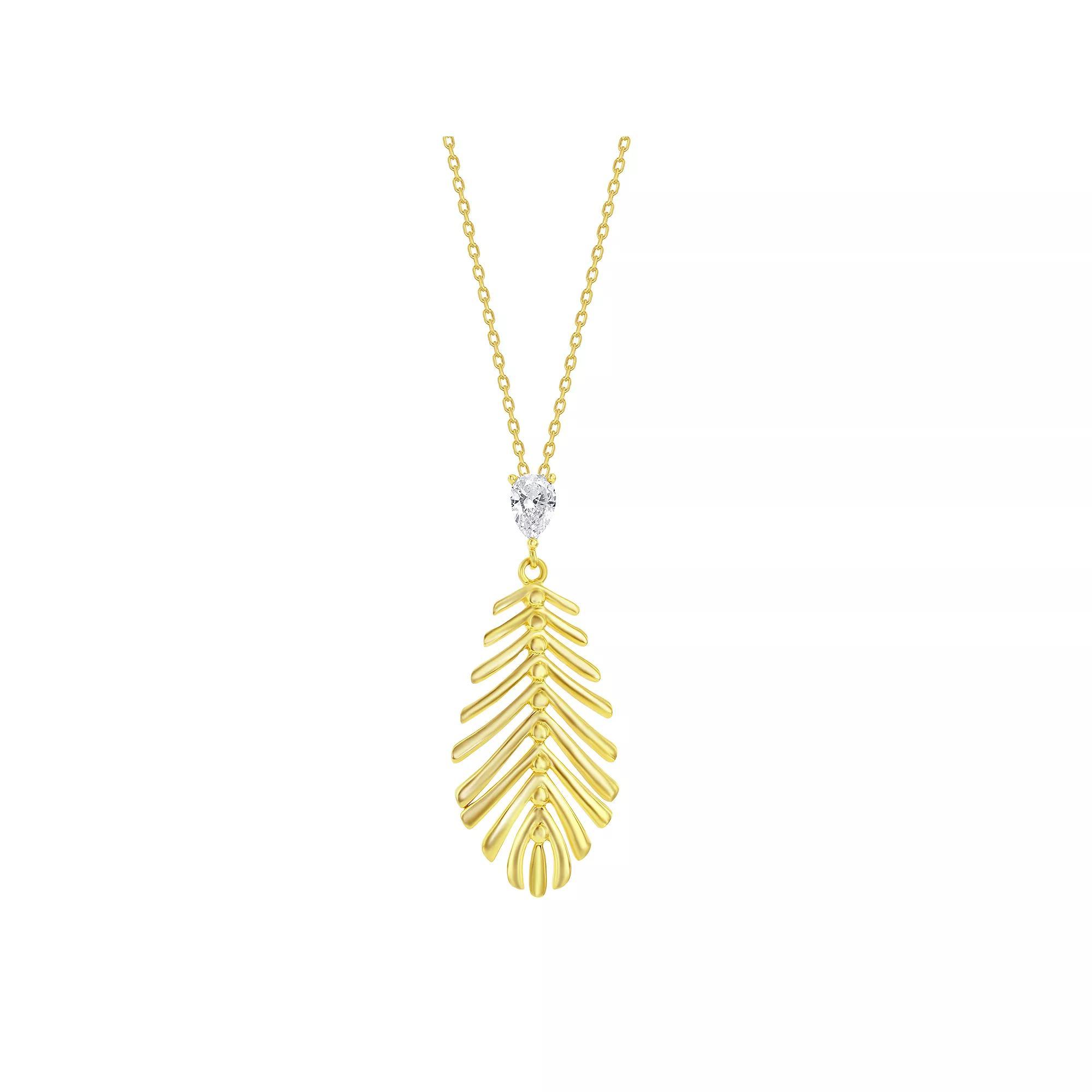 Argento Bella Sterling Silver Leaf Pendant Necklace, Womens Gold Tone Product Image