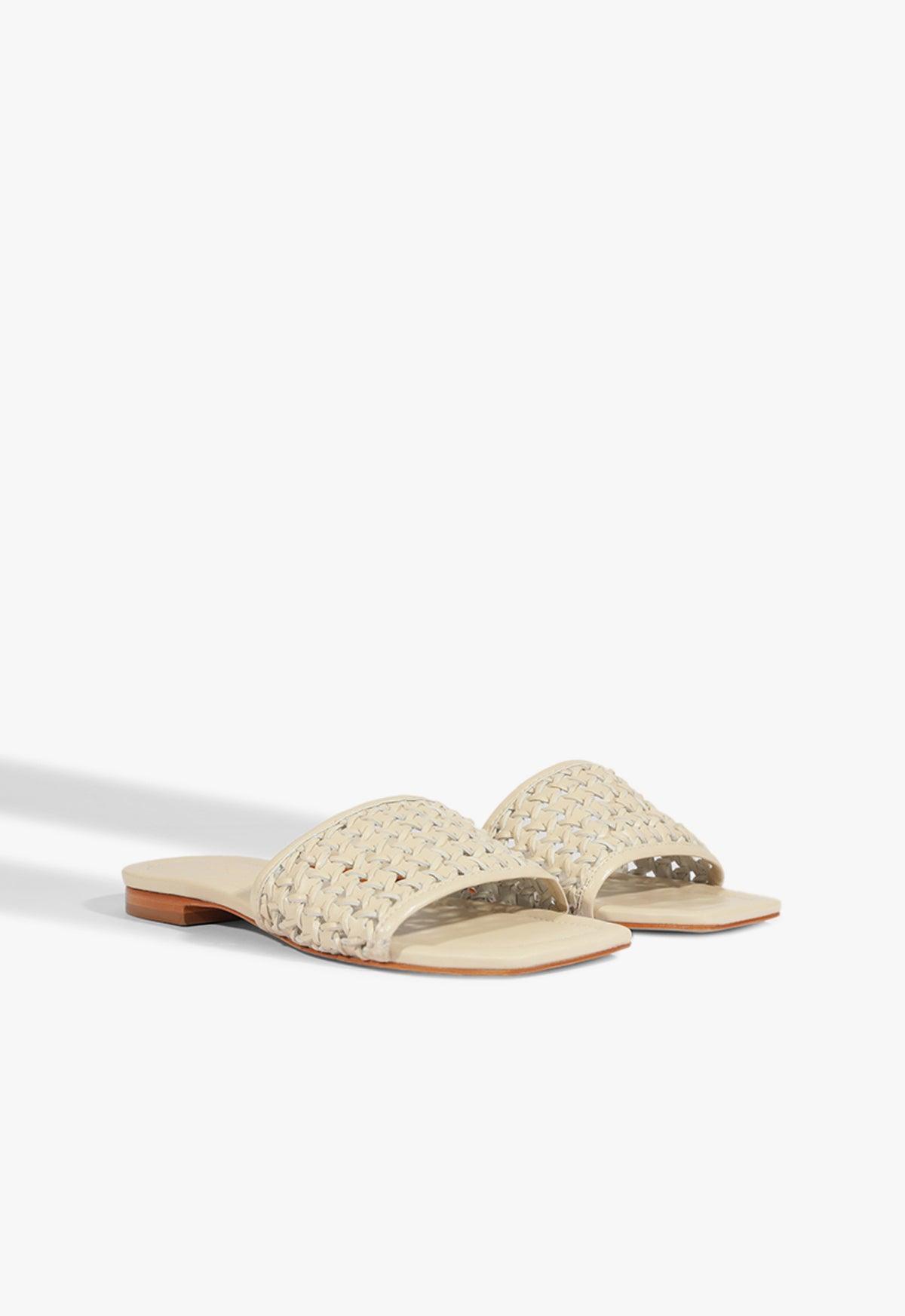Juliet White Leather Flat Sandal Product Image