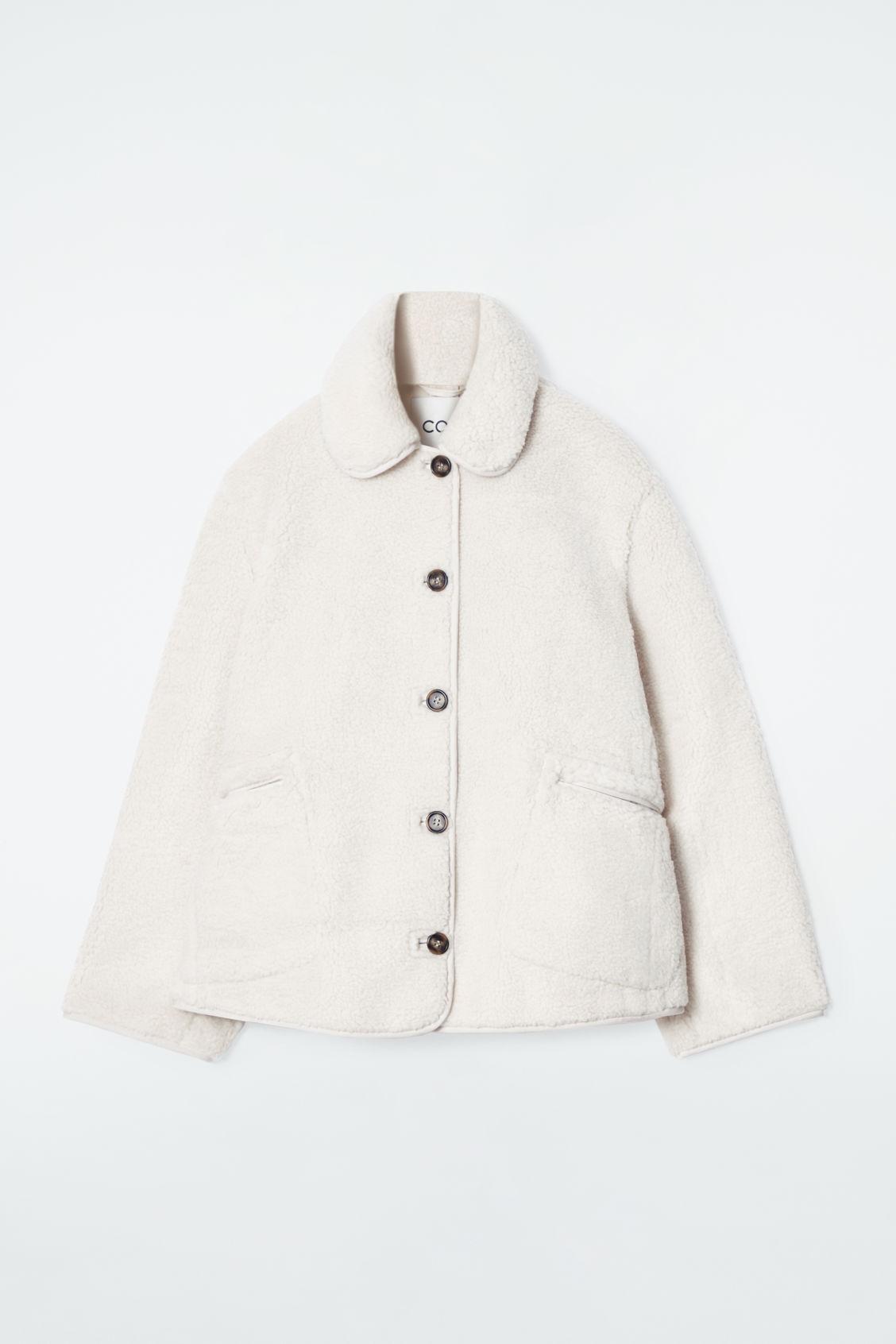 COLLARED FAUX SHEARLING JACKET Product Image