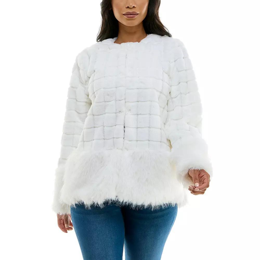 Women's Nina Leonard Mixed Stripe Faux Fur Bolero, Size: Small, Ivory Product Image