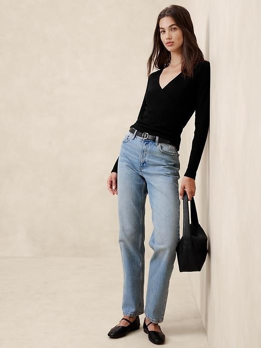 Cozy Ribbed V-Neck Top Product Image