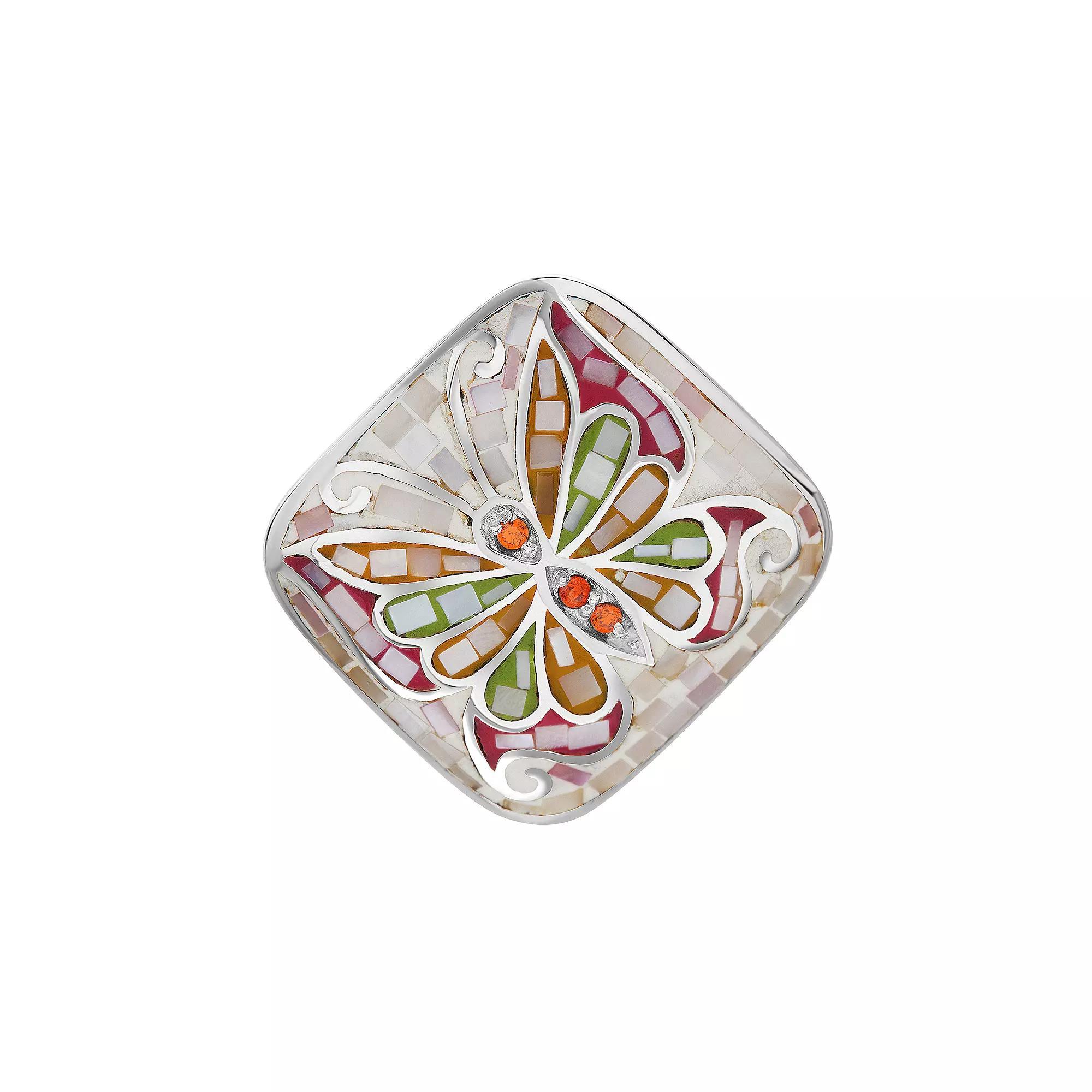 Sterling Silver Mother-of-Pearl Mosaic Butterfly Ring, Women's, Size: 8 Product Image