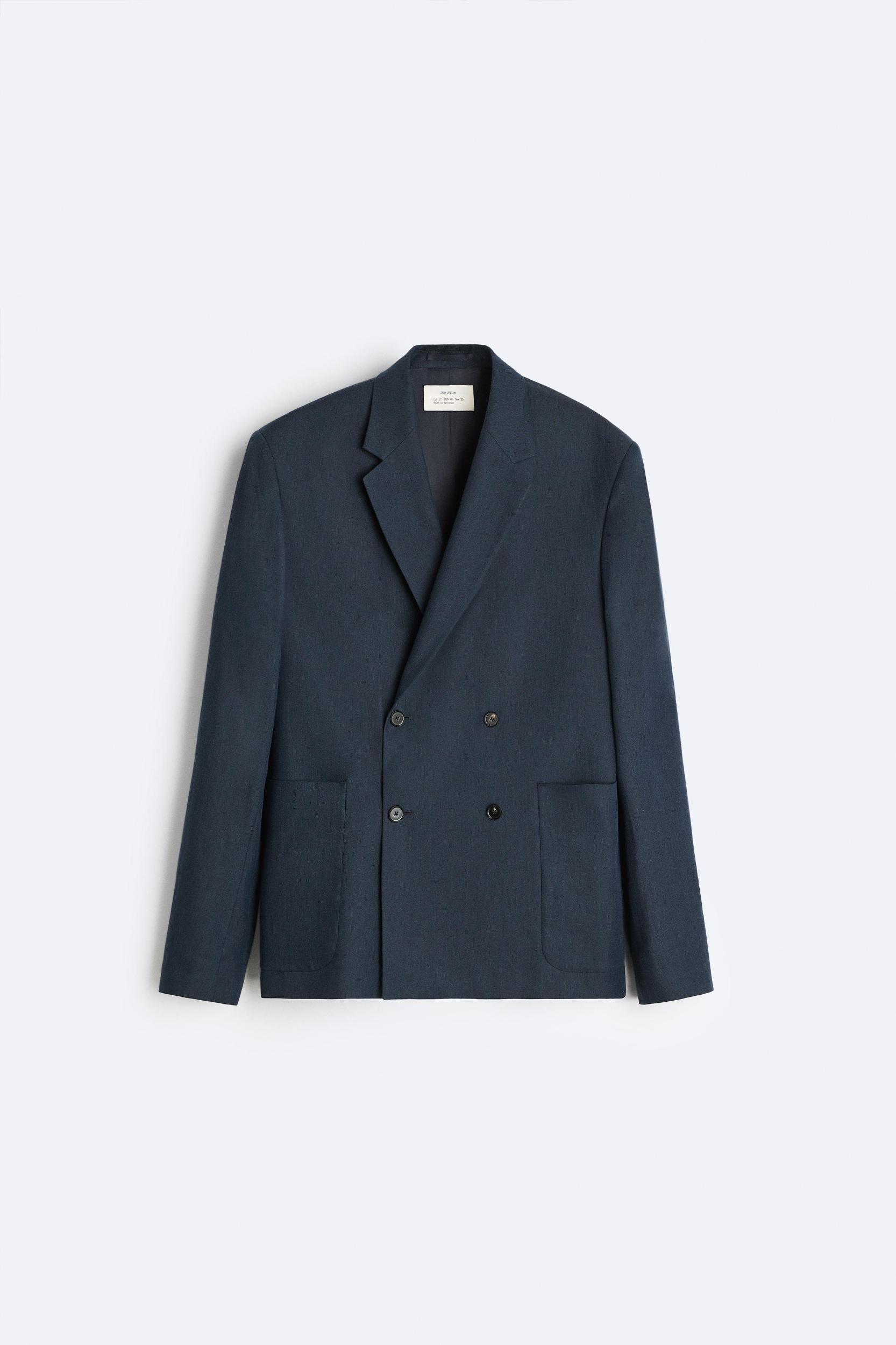 DOUBLE BREASTED HERRINGBONE SUIT JACKET Product Image