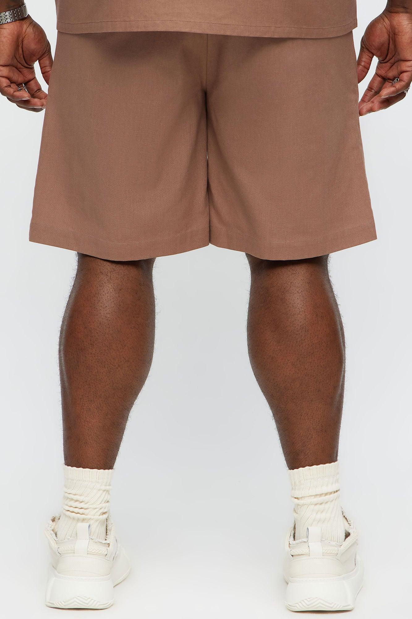 Chai Linen Like Relaxed Shorts - Brown Product Image