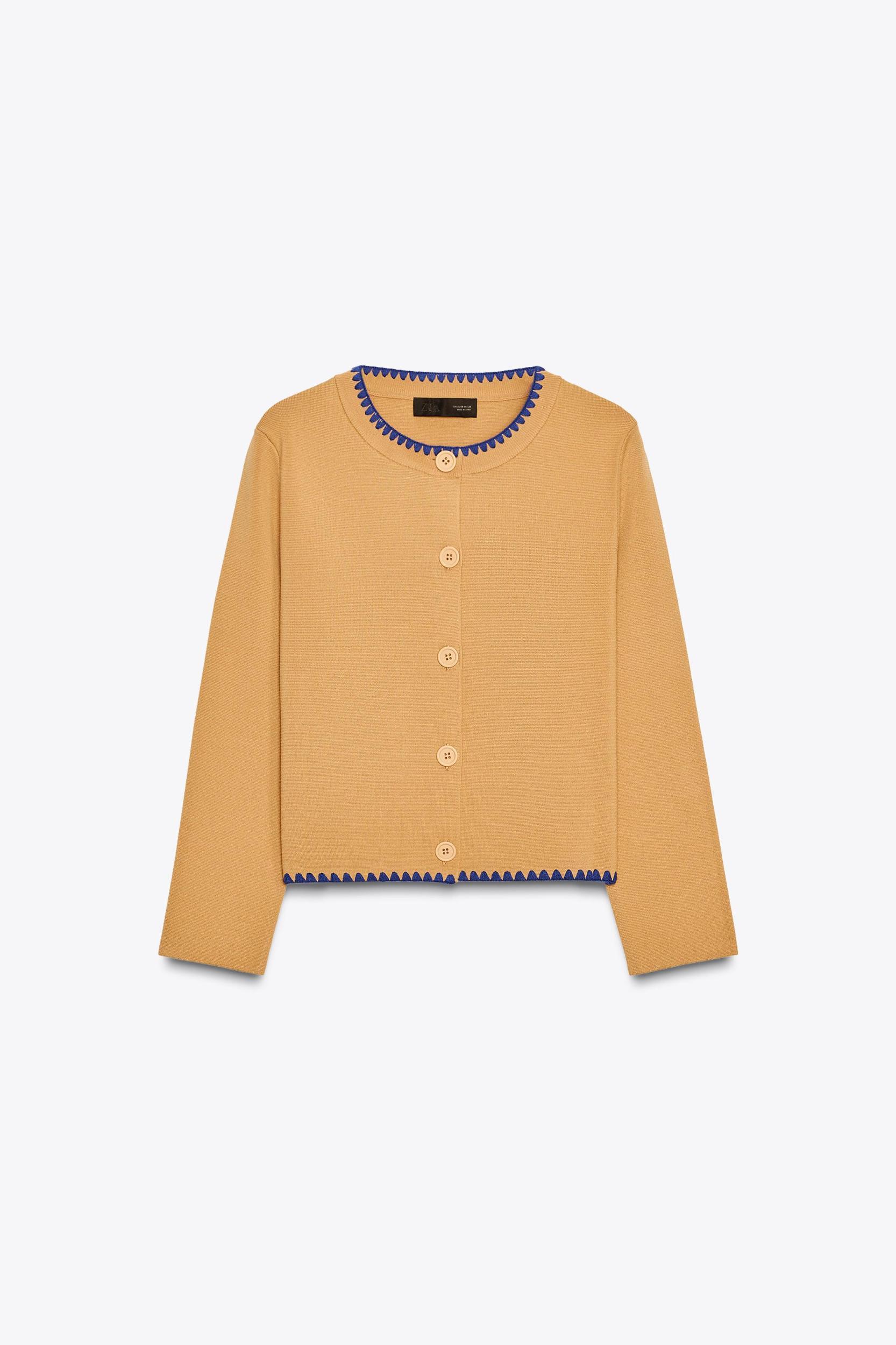 CONTRAST EMBROIDERY KNIT CARDIGAN Product Image