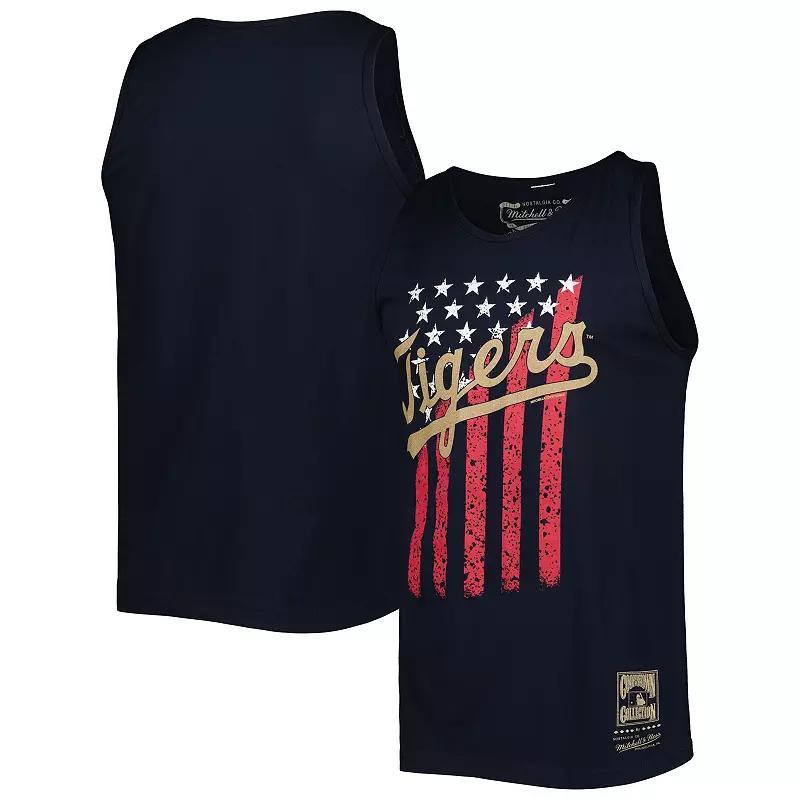 Men's Mitchell & Ness Navy Detroit Tigers Cooperstown Collection Stars and Stripes Tank Top, Size: 2XL, Blue Product Image