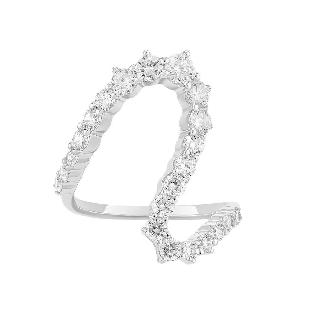 PRIMROSE Sterling Silver Cubic Zirconia Swirl Ring, Women's, Size: 9, Sterling Clear Product Image