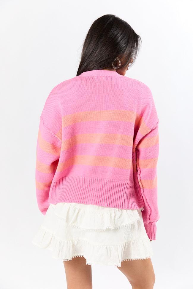 Beyond The City Coral and Pink Striped Cardigan SALE Product Image