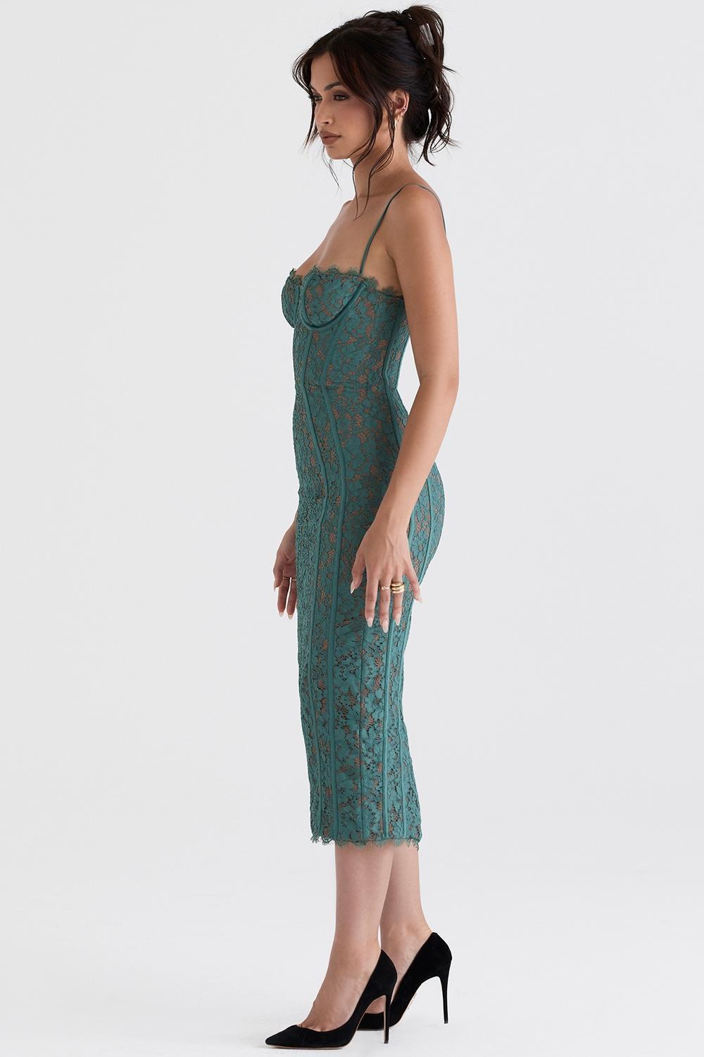 Joelle Forest Lace Midi Dress Product Image