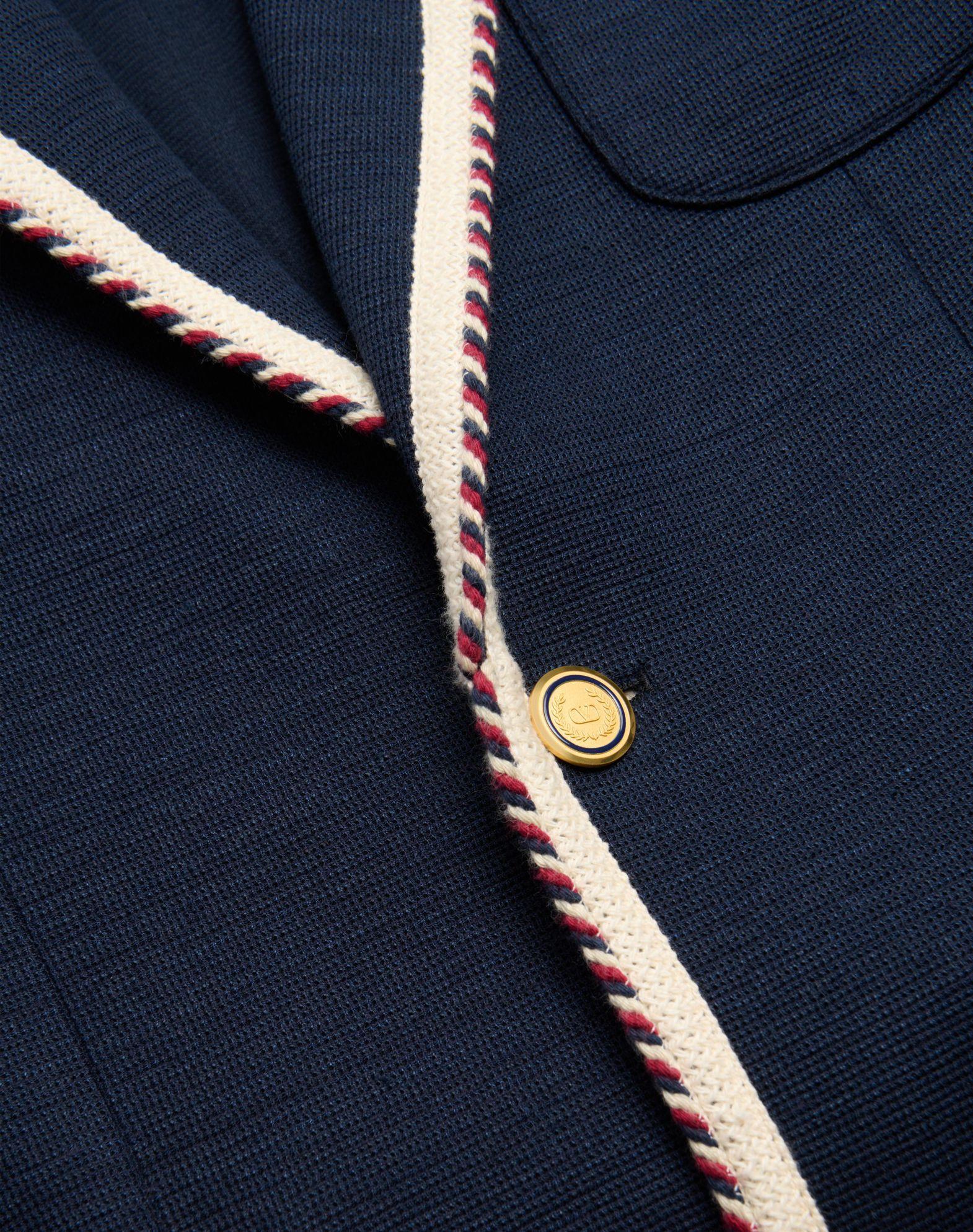 Single-Breasted Jersey Cotton Jacket With Torchon Piping Product Image