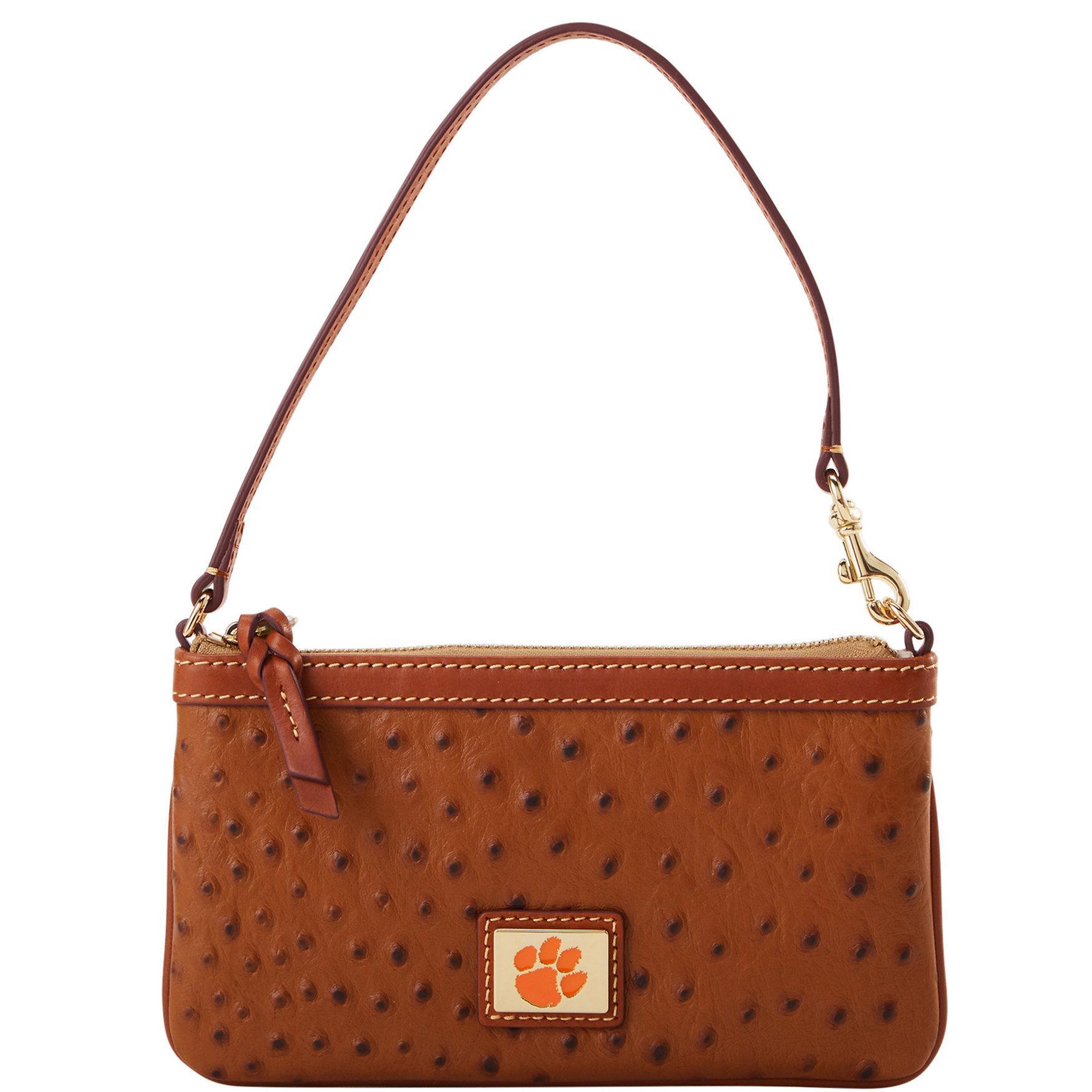 Dooney & Bourke Womens Collegiate Clemson Large Slim Coated Cotton Wristlet in Caramel Product Image