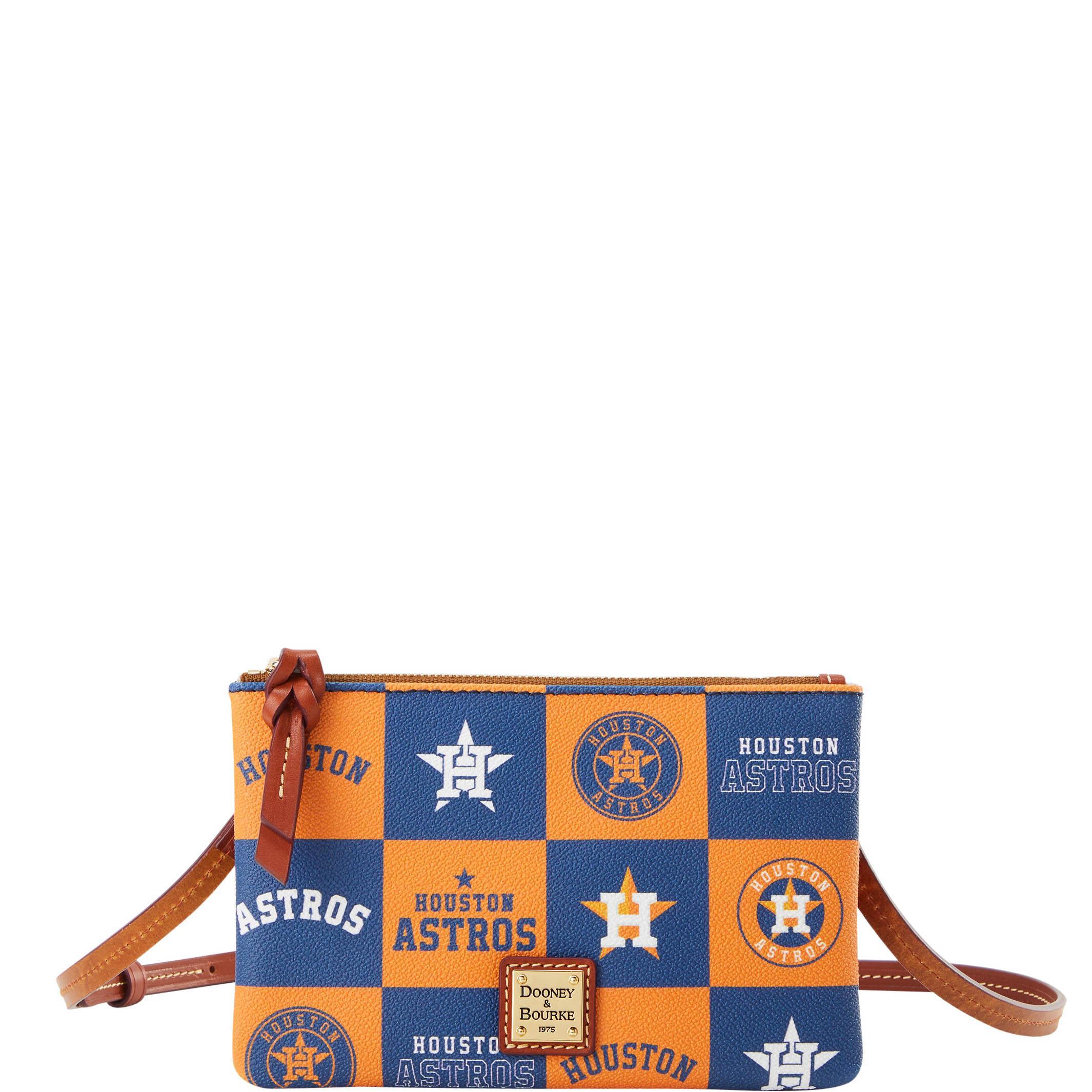 Dooney & Bourke Womens MLB Astros Top Zip Crossbody Coated Cotton Shoulder Bag in Navy Product Image