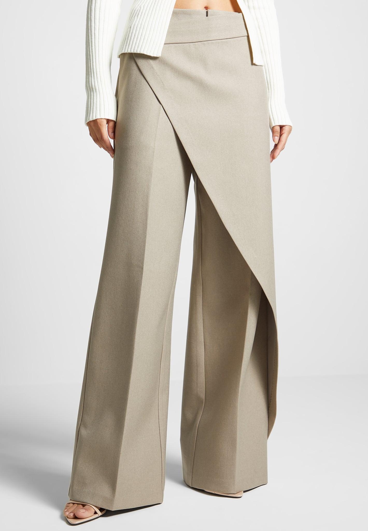 Wrap Tailored Trousers - Beige Female Product Image