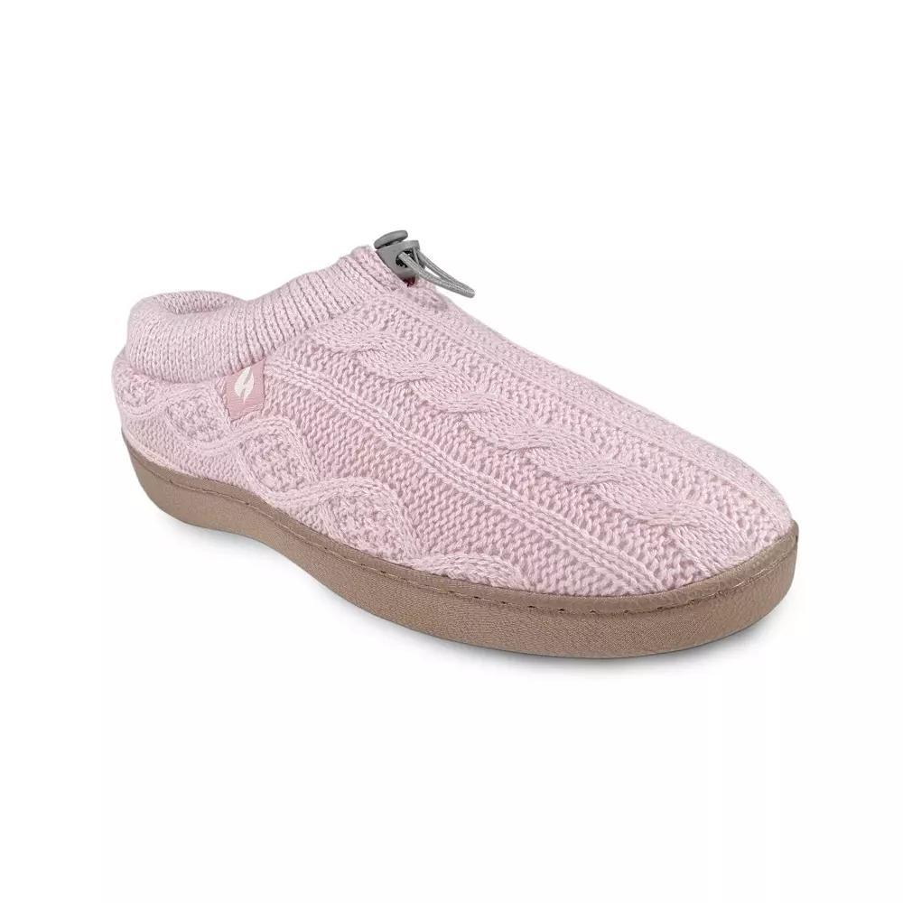 Heat Holders Women's Heatweaver Cable Knit Adjustable Drawstring Slippers, Size: 9-10, Pink Product Image