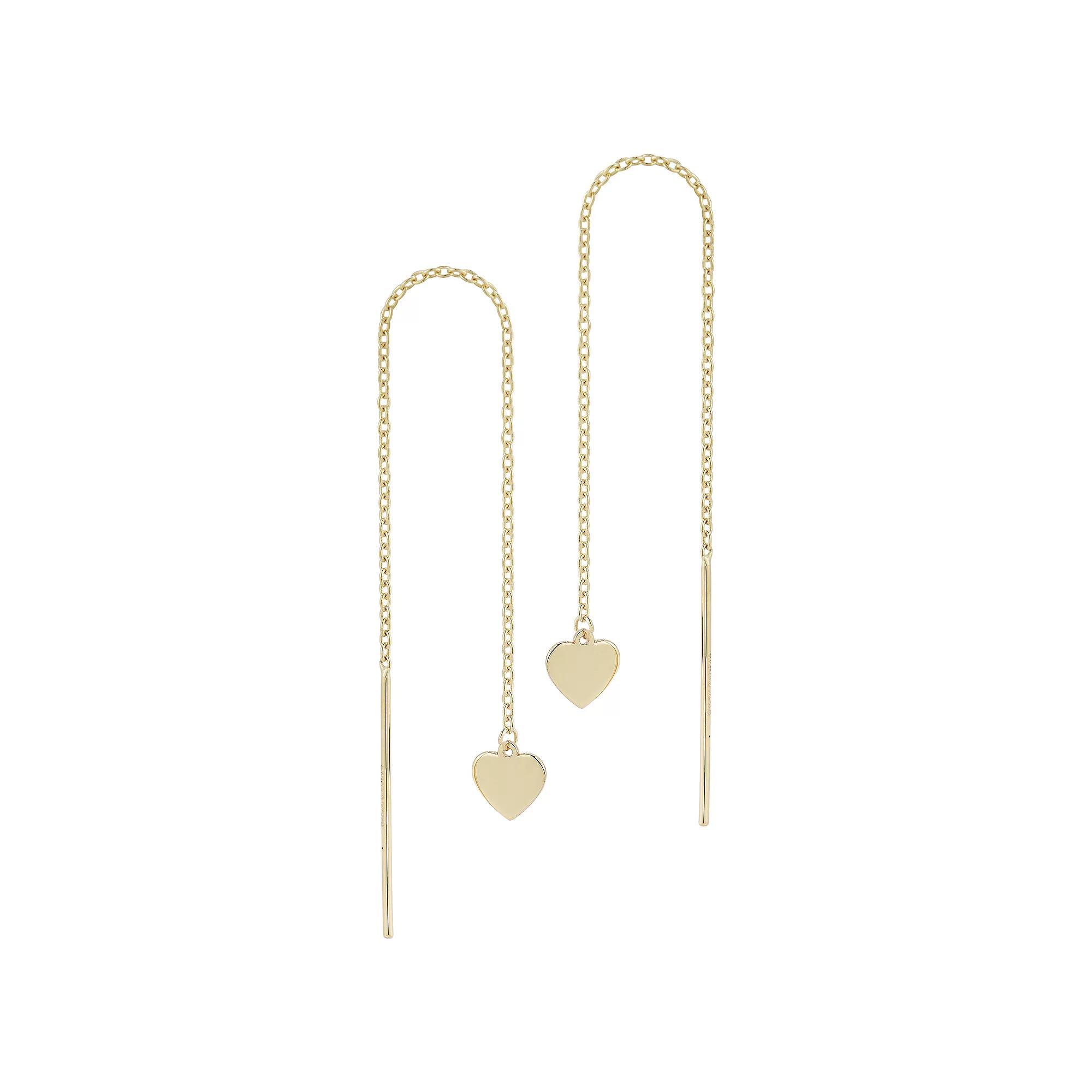 LUMINOR GOLD 14k Gold Heart Threader Earrings, Women's Product Image
