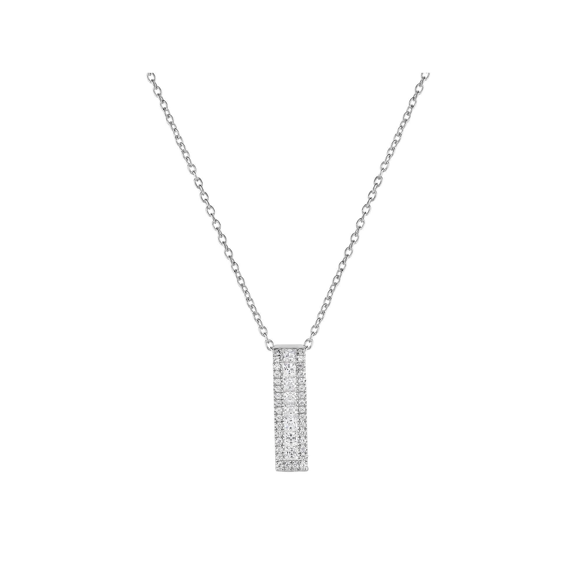Sterling Silver Cubic Zirconia Rectangle Pendant Necklace, Womens Product Image