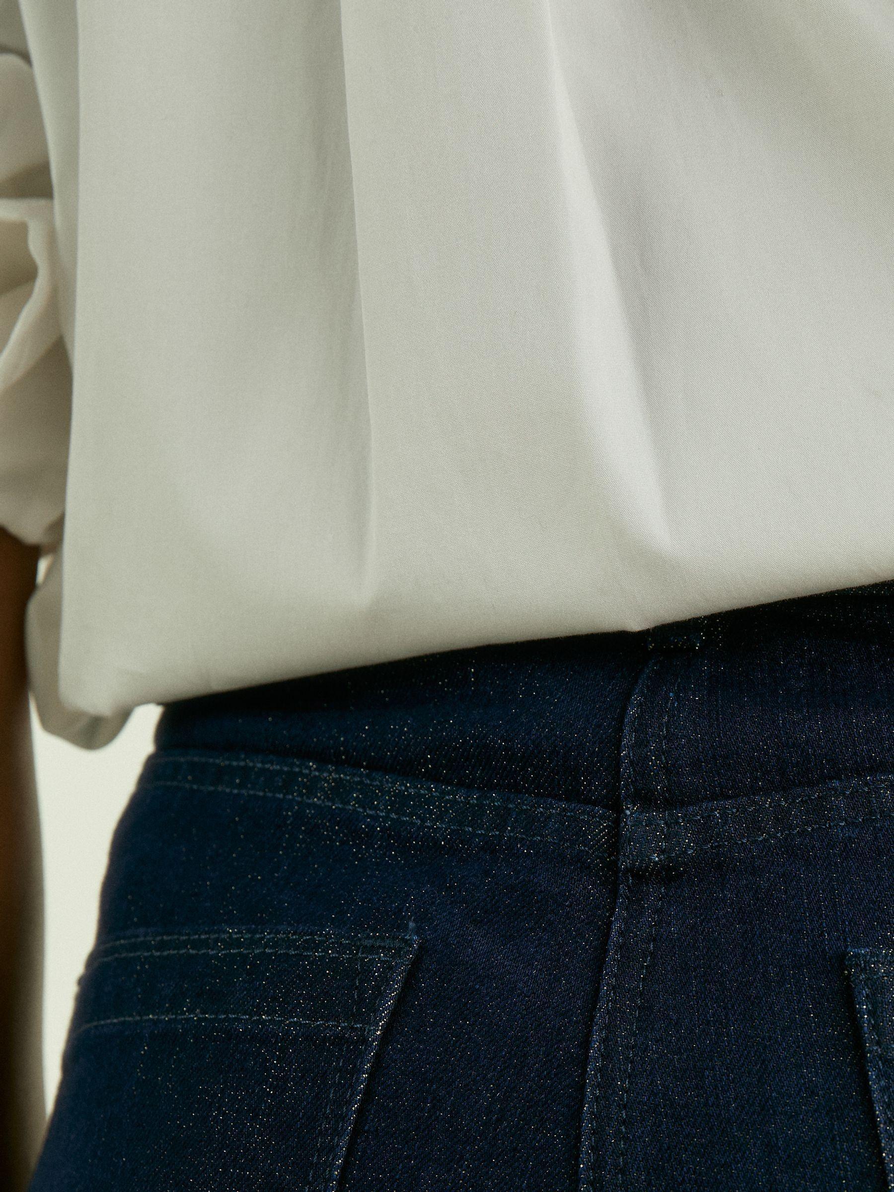 Slim-Leg Metallic-Thread Turn-Up Jeans in Indigo Product Image