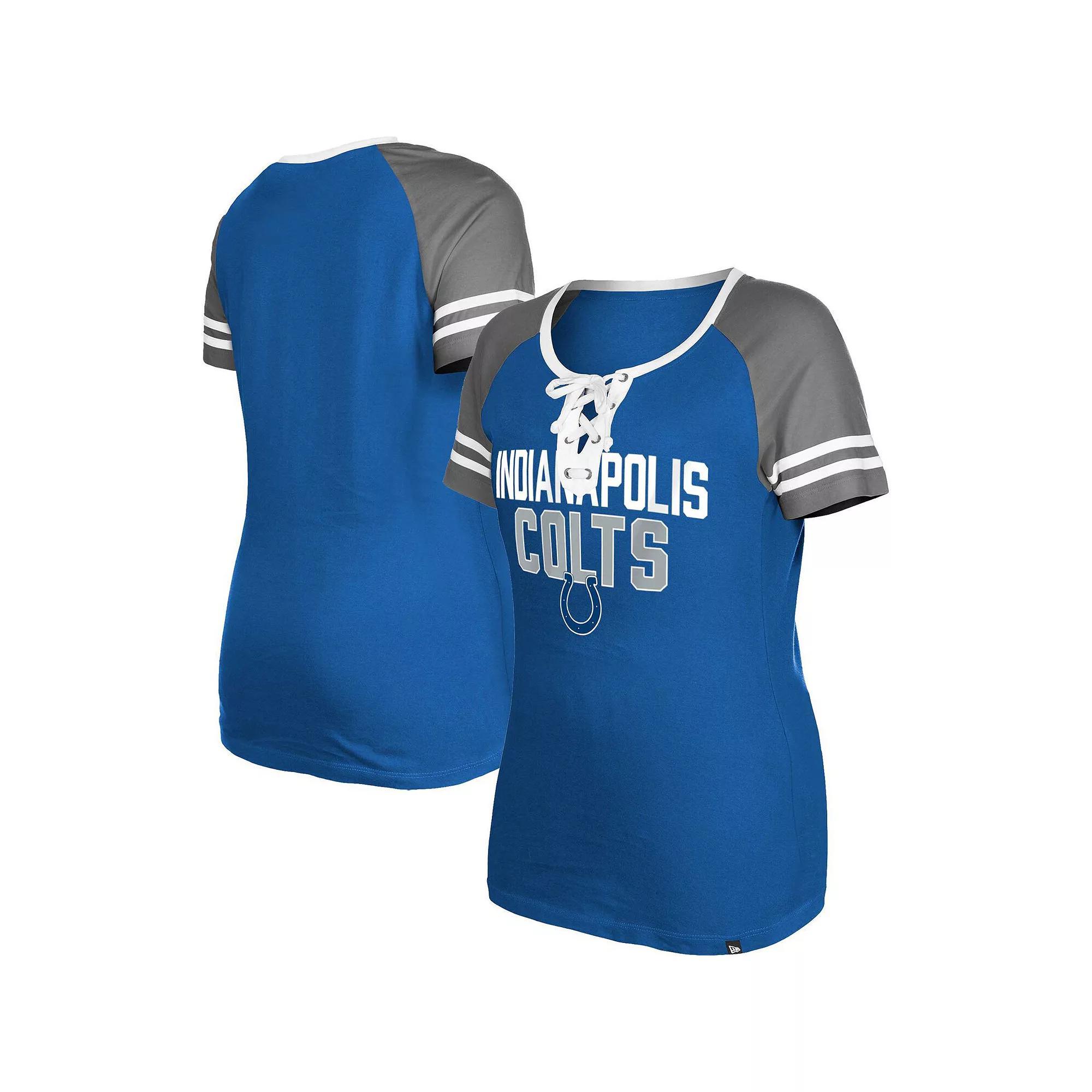 Women's New Era  Navy New England Patriots Raglan Lace-Up T-Shirt, Size: XL, Blue Product Image