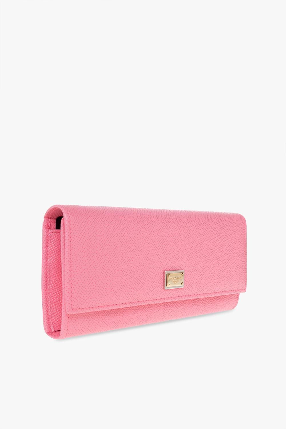 DOLCE & GABBANA Logo-plaque Leather Wallet In Pink Product Image