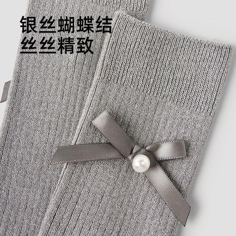 Bow Detail Glitter Mid-Calf Socks Product Image