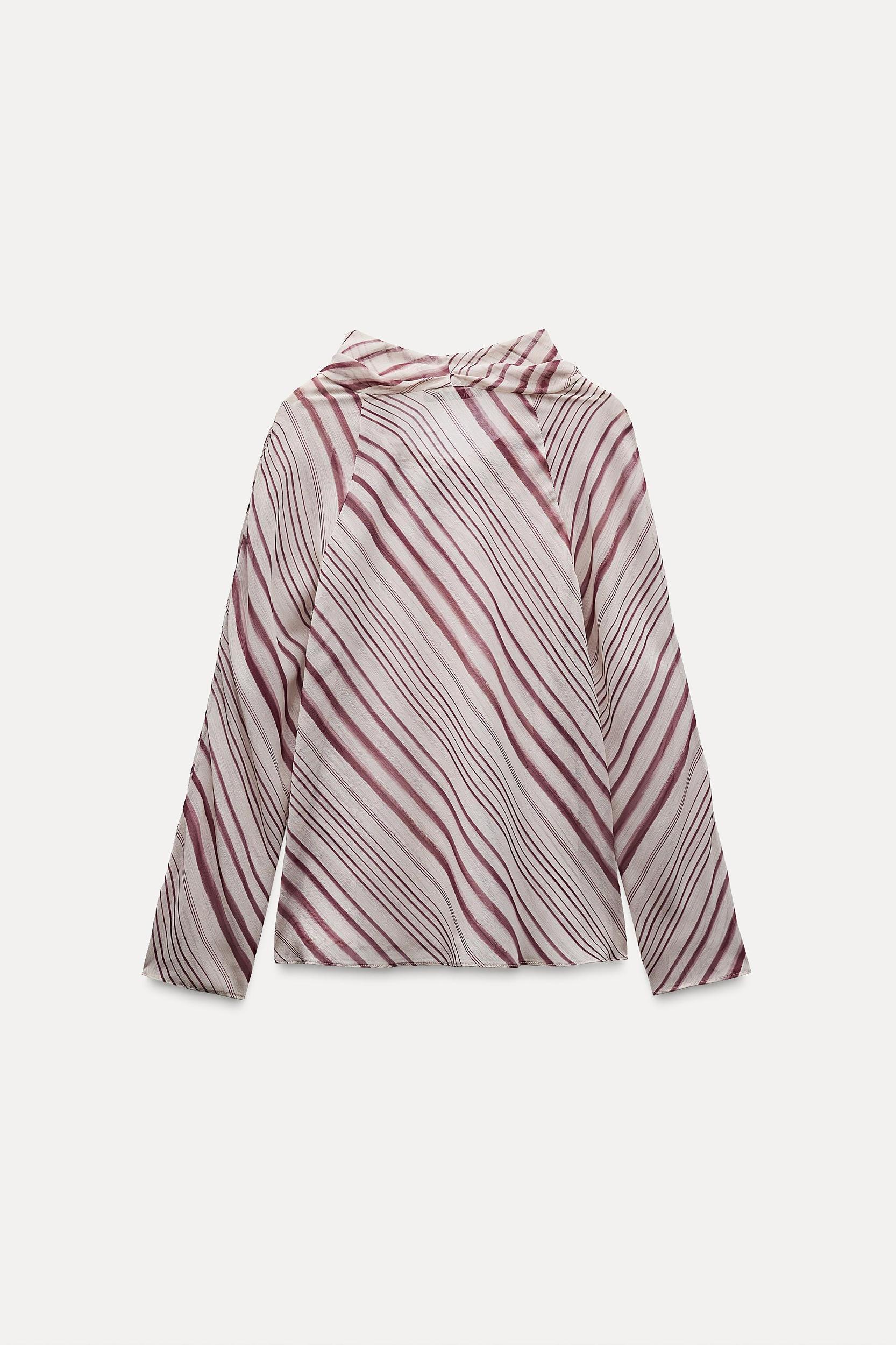 STRIPED DRAPED BLOUSE ZW COLLECTION Product Image