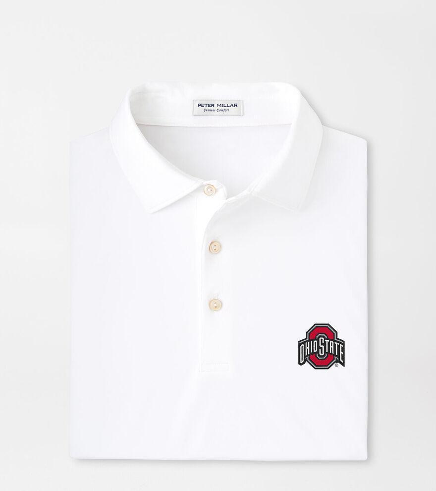 Peter Millar Mens Ohio State Solid Performance Jersey Polo | Color: White | Size: XL | OSU Product Image