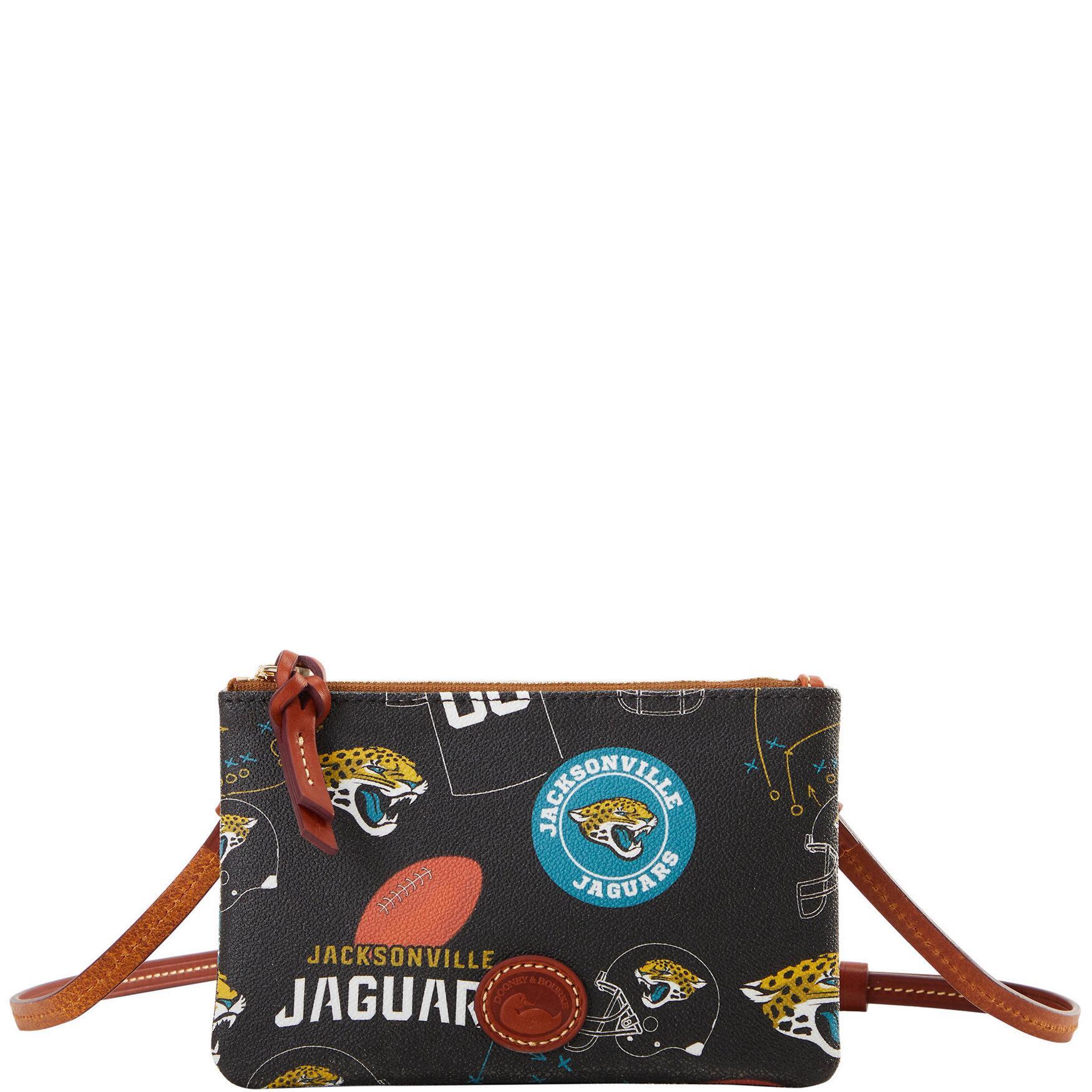 Dooney & Bourke Womens NFL Jaguars Top Zip Crossbody Coated Cotton Shoulder Bag in Black Product Image