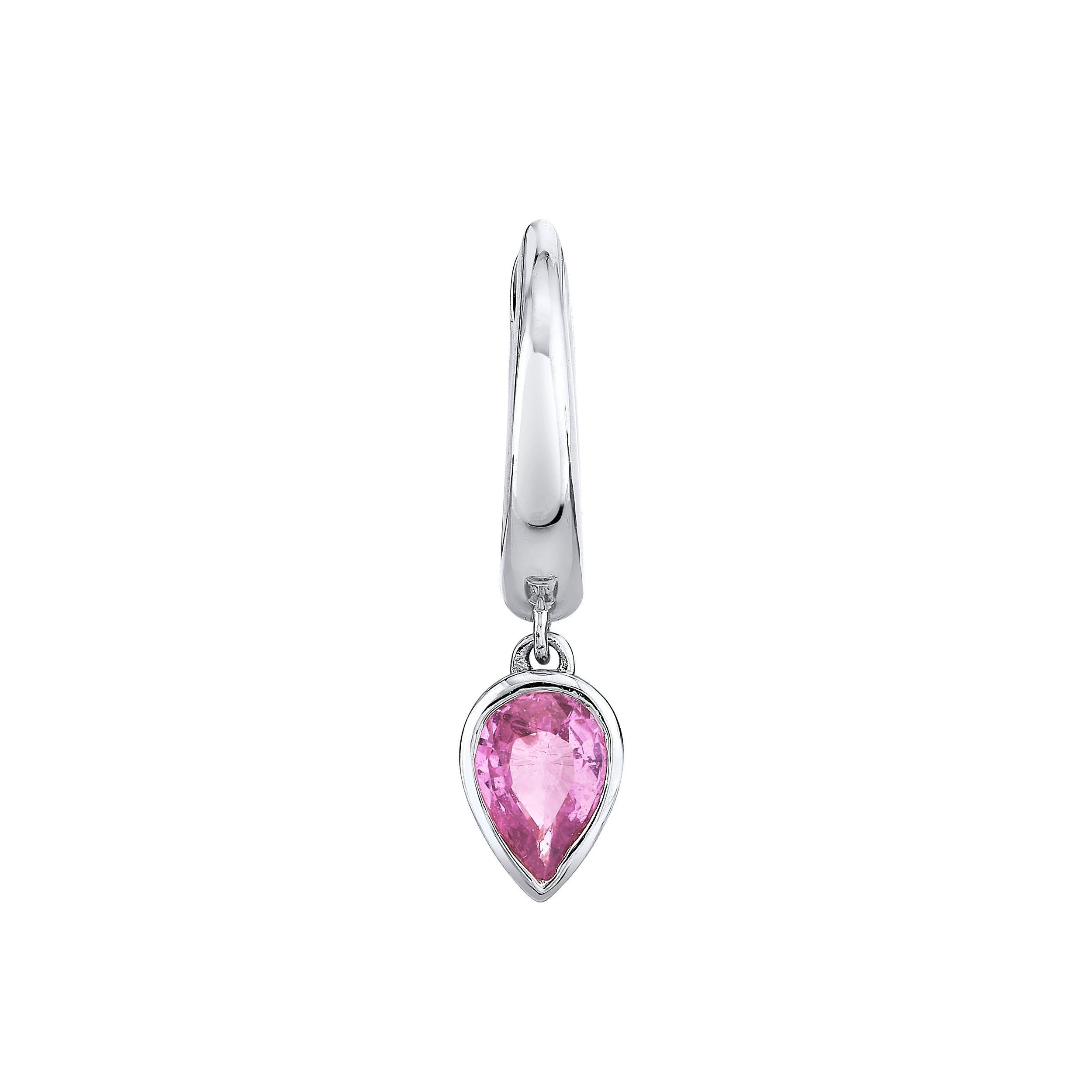 SINGLE PINK SAPPHIRE PEAR DROP HUGGIE Product Image