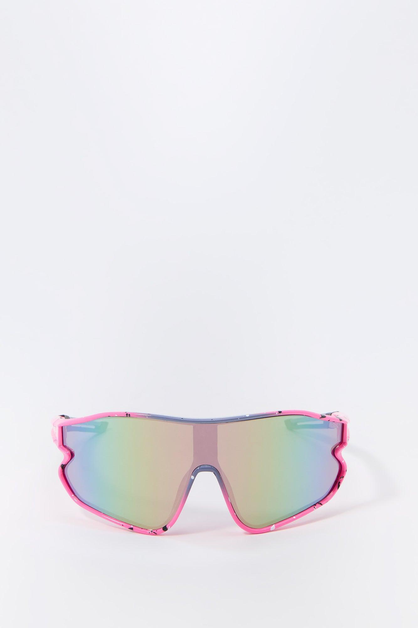 Paint Splatter Sport Shield Sunglasses Female Product Image