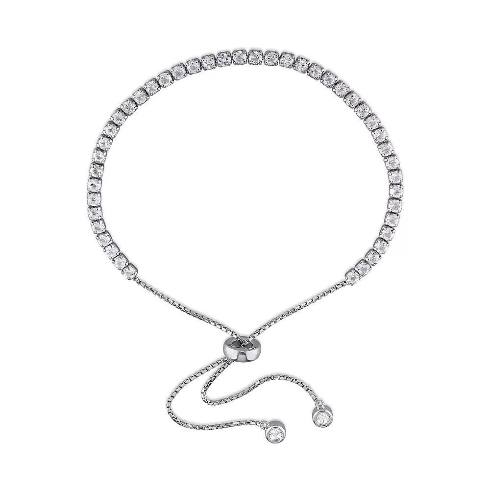 Stella Grace Sterling Silver White Topaz Bolo Bracelet, Women's, Size: 7" Product Image