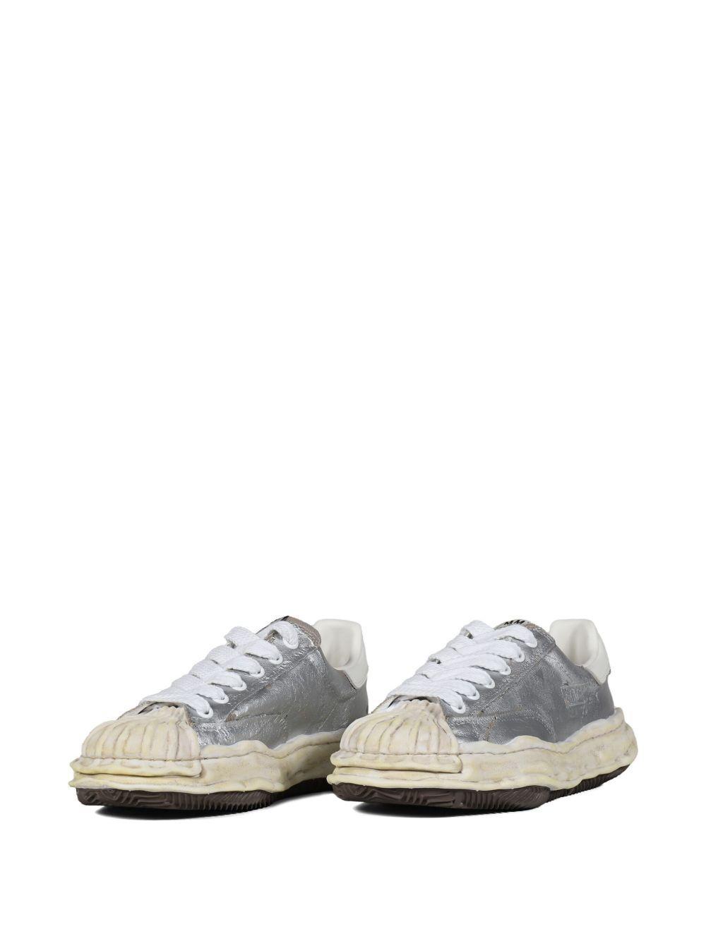 Blakey distressed-leather lace-up sneakers Product Image