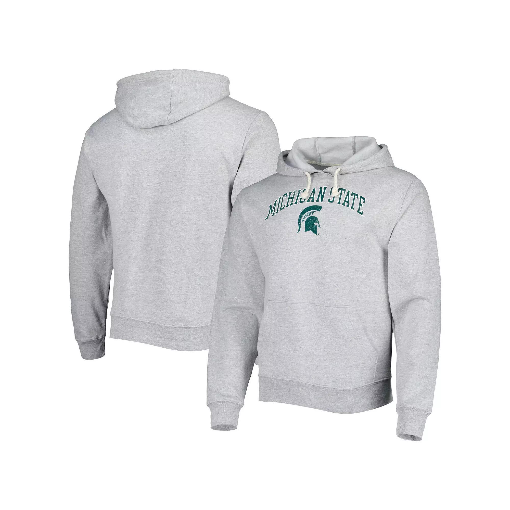 Men's League Collegiate Wear Heather Gray Michigan State Spartans Arch Essential Pullover Hoodie, Size: XL, Grey Product Image