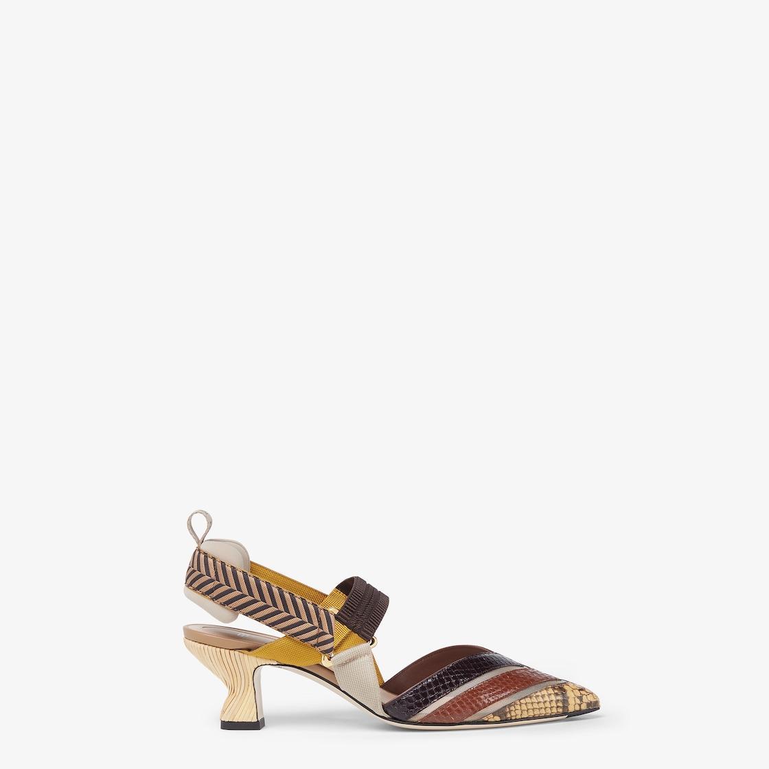 ColibrìMulticolor medium-heeled mesh and ayers leather slingbacks Product Image