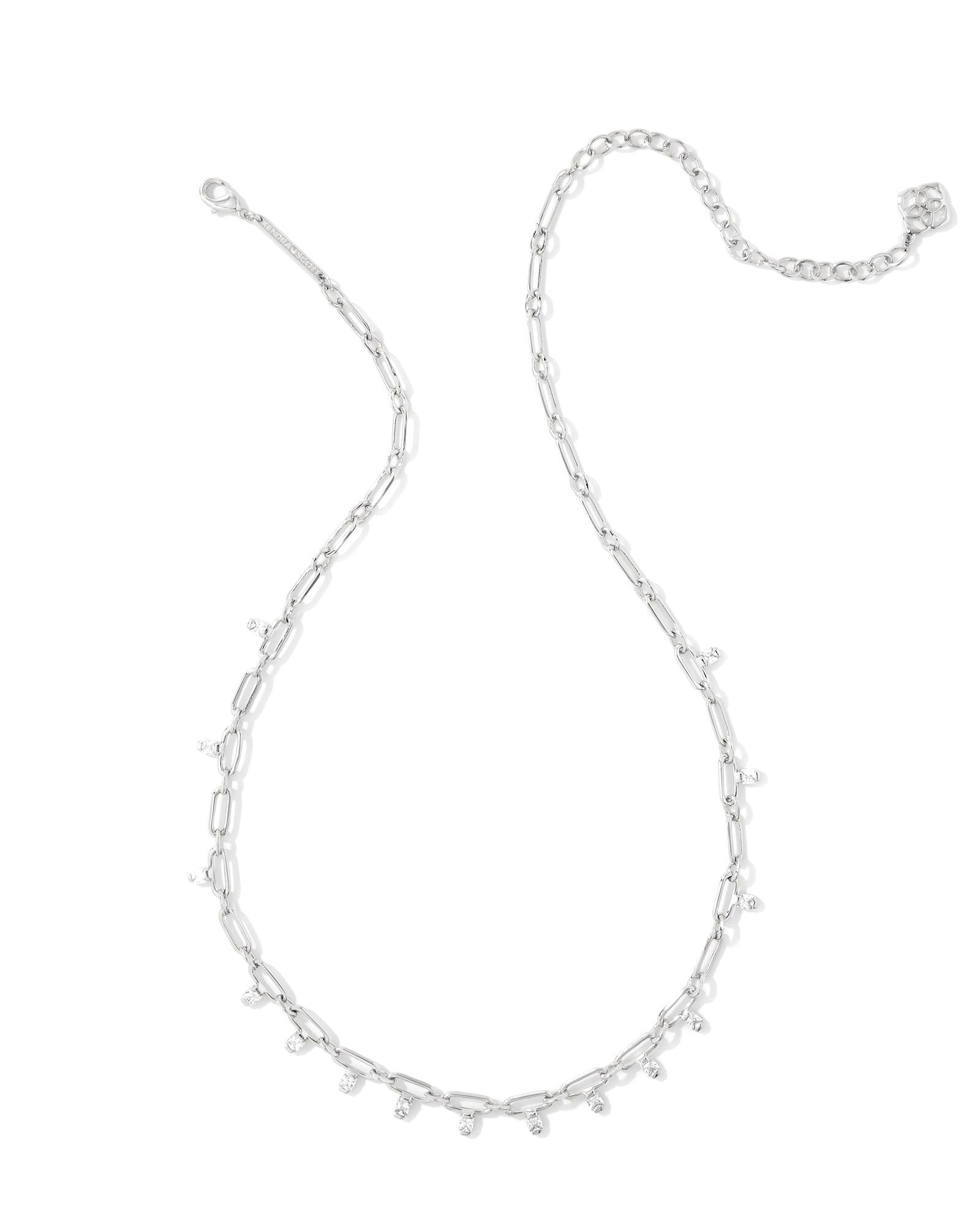 Lindy Silver Crystal Chain Necklace in White CZ Product Image