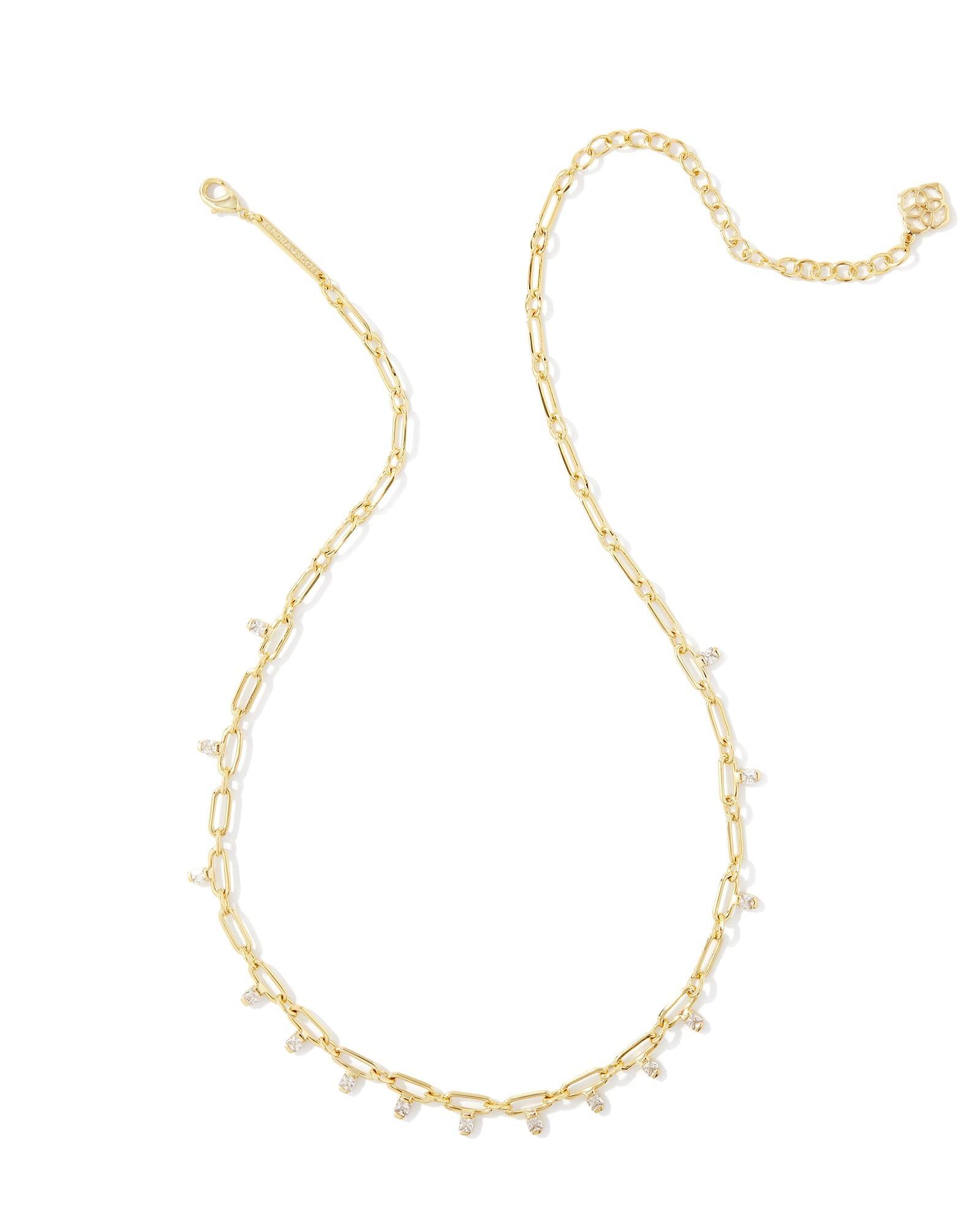 Lindy Silver Crystal Chain Necklace in White CZ Product Image