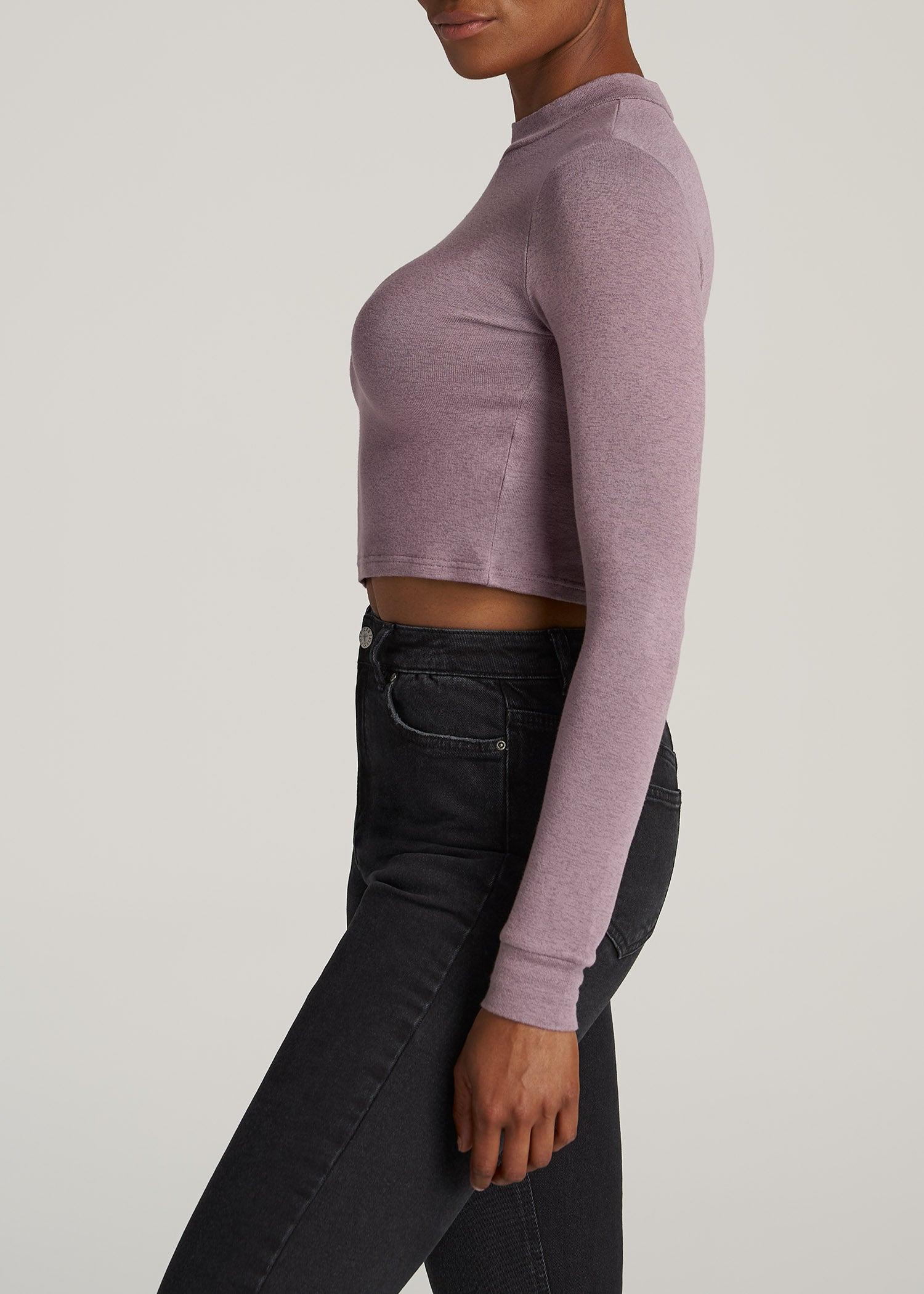 Women's Tall Crop Mock Neck Sweater in Smoked Mauve Product Image