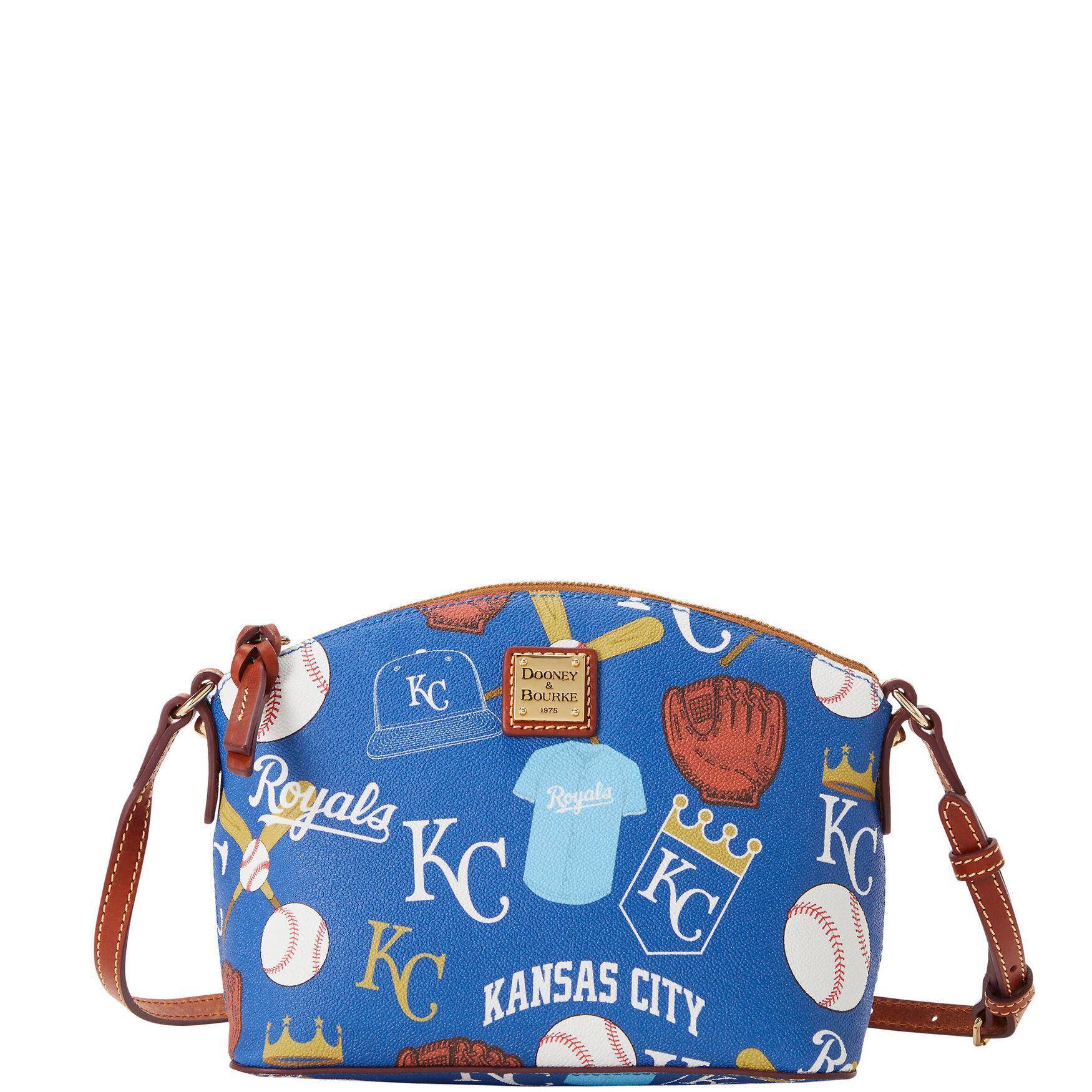 Dooney & Bourke Womens MLB Royals Suki Crossbody Coated Cotton Shoulder Bag in Blue Product Image