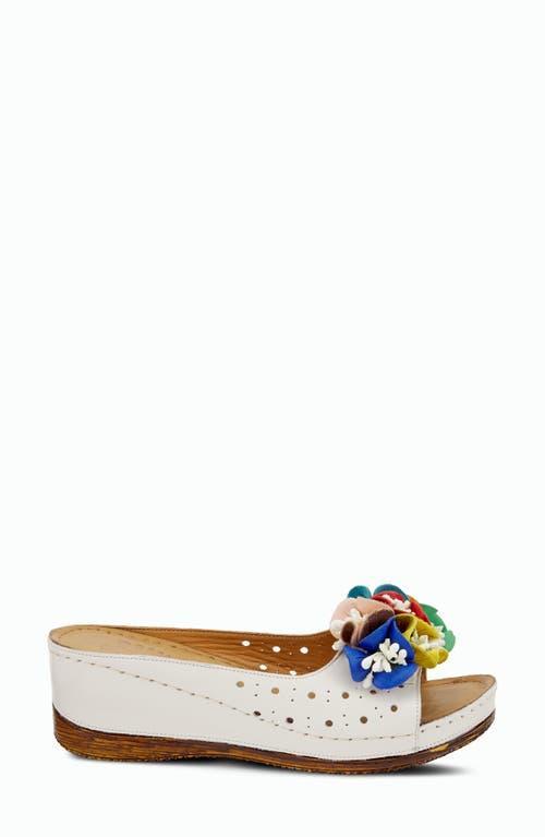 Spring Step Flower Child Slide Wedge Sandal in White Leather at Nordstrom, Size 6.5-7Us Product Image