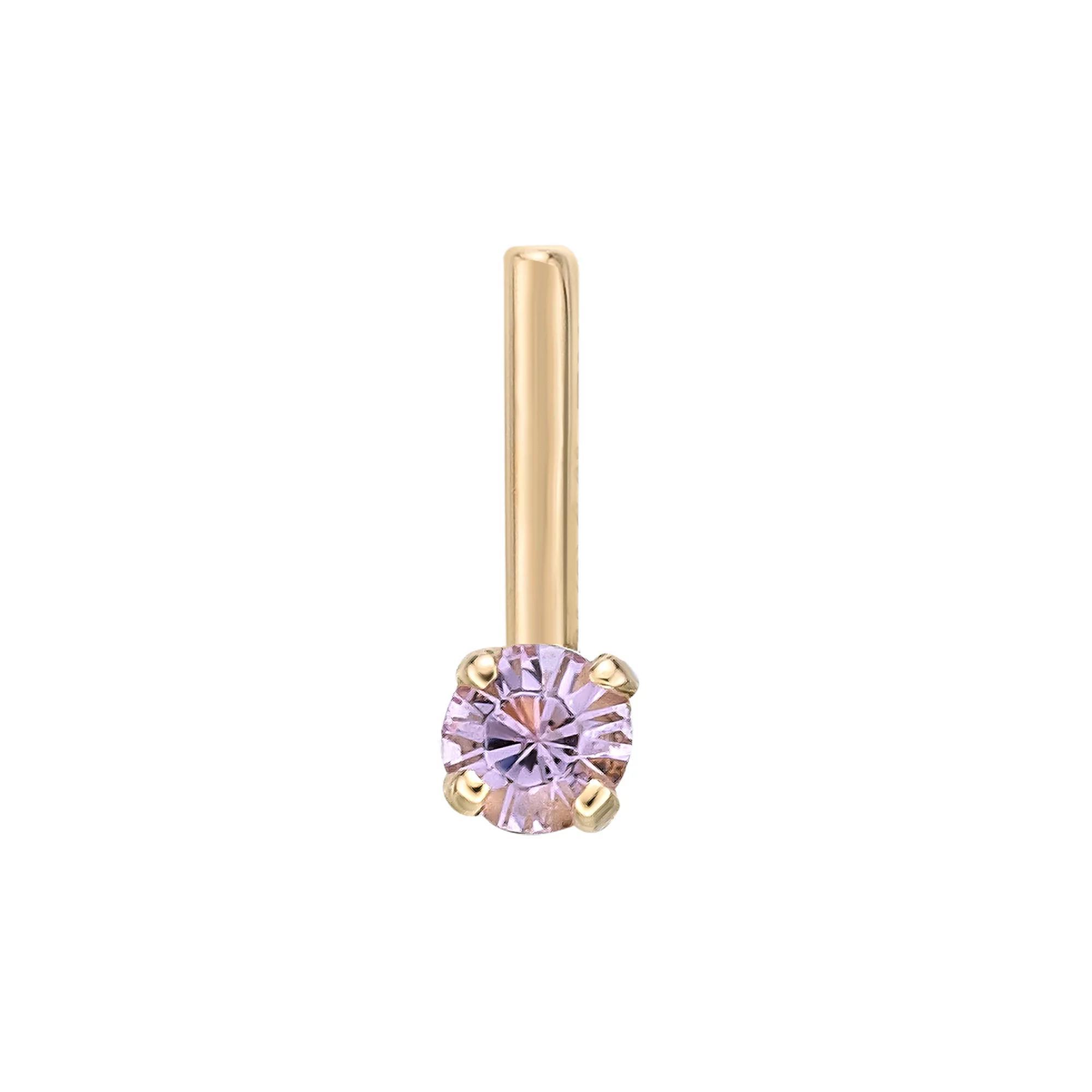Lila Moon 14k Gold 90 Degree Purple Crystal Nose Stud, Women's Product Image