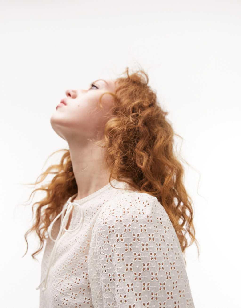 Topshop long sleeve broderie top Product Image