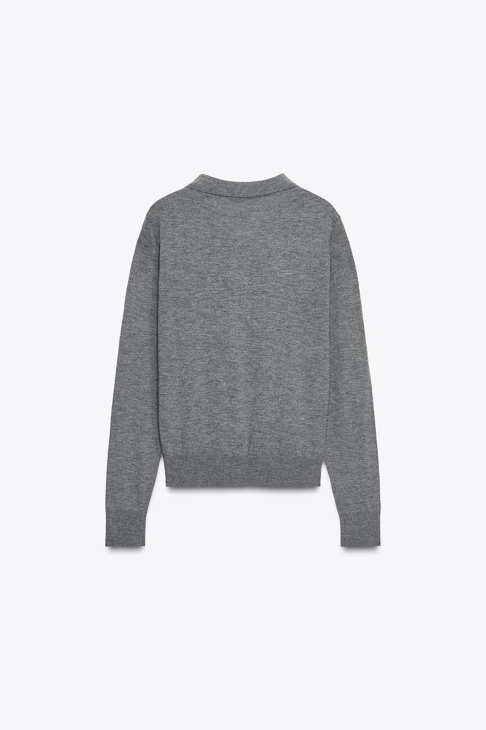 PLAIN KNIT POLO SWEATER Product Image