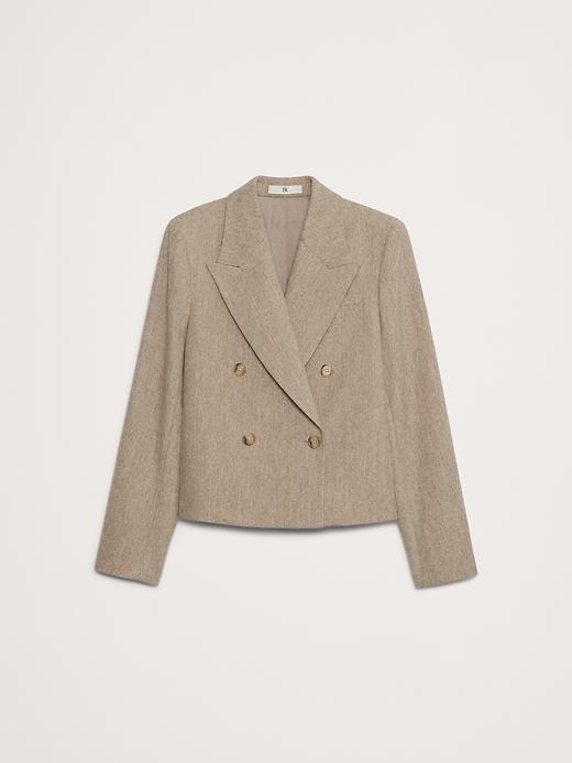 Herringbone Wool Flannel Crop Blazer Product Image