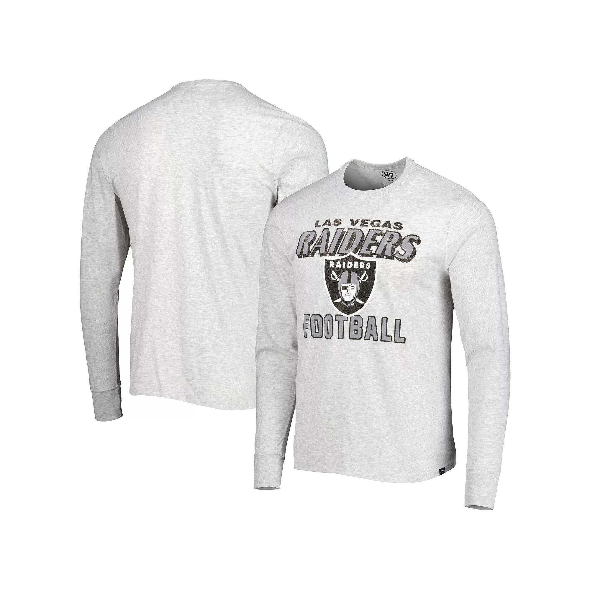 Men's '47 Heathered Gray Las Vegas Raiders Dozer Franklin Long Sleeve T-Shirt, Size: Small, Lvr Grey Product Image