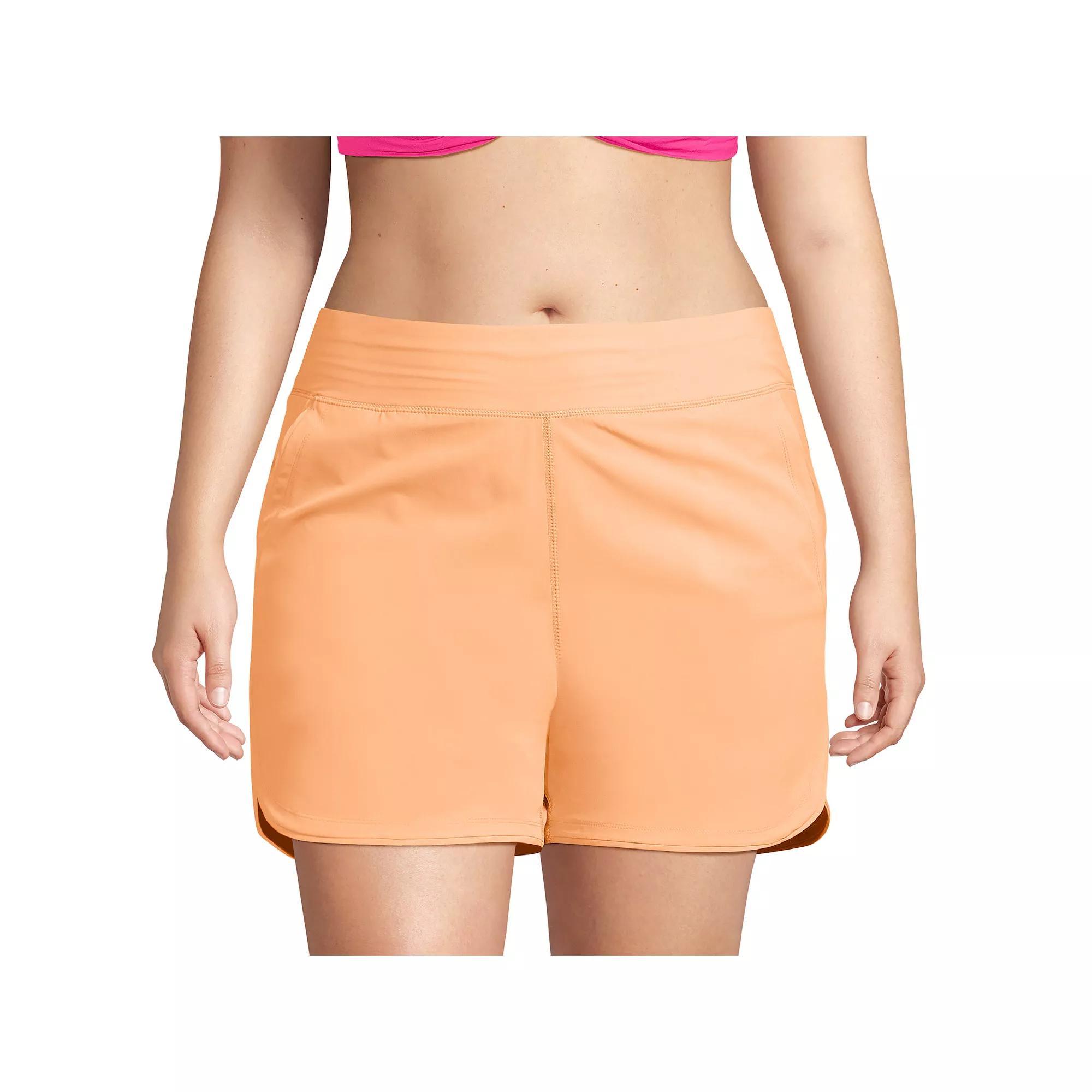 Plus Size Lands' End 5" Quick Dry Swim Shorts With Panty, Women's, Size: 22 W, Orange Mist Product Image