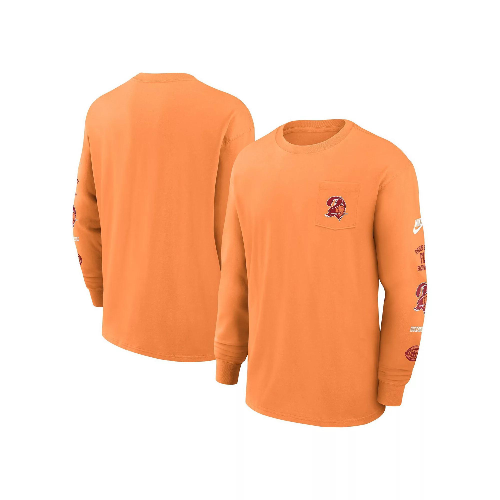 Men's Nike Orange Tampa Bay Buccaneers Rewind Heavy Max 90 Pocket Long Sleeve T-Shirt, Size: XL Product Image