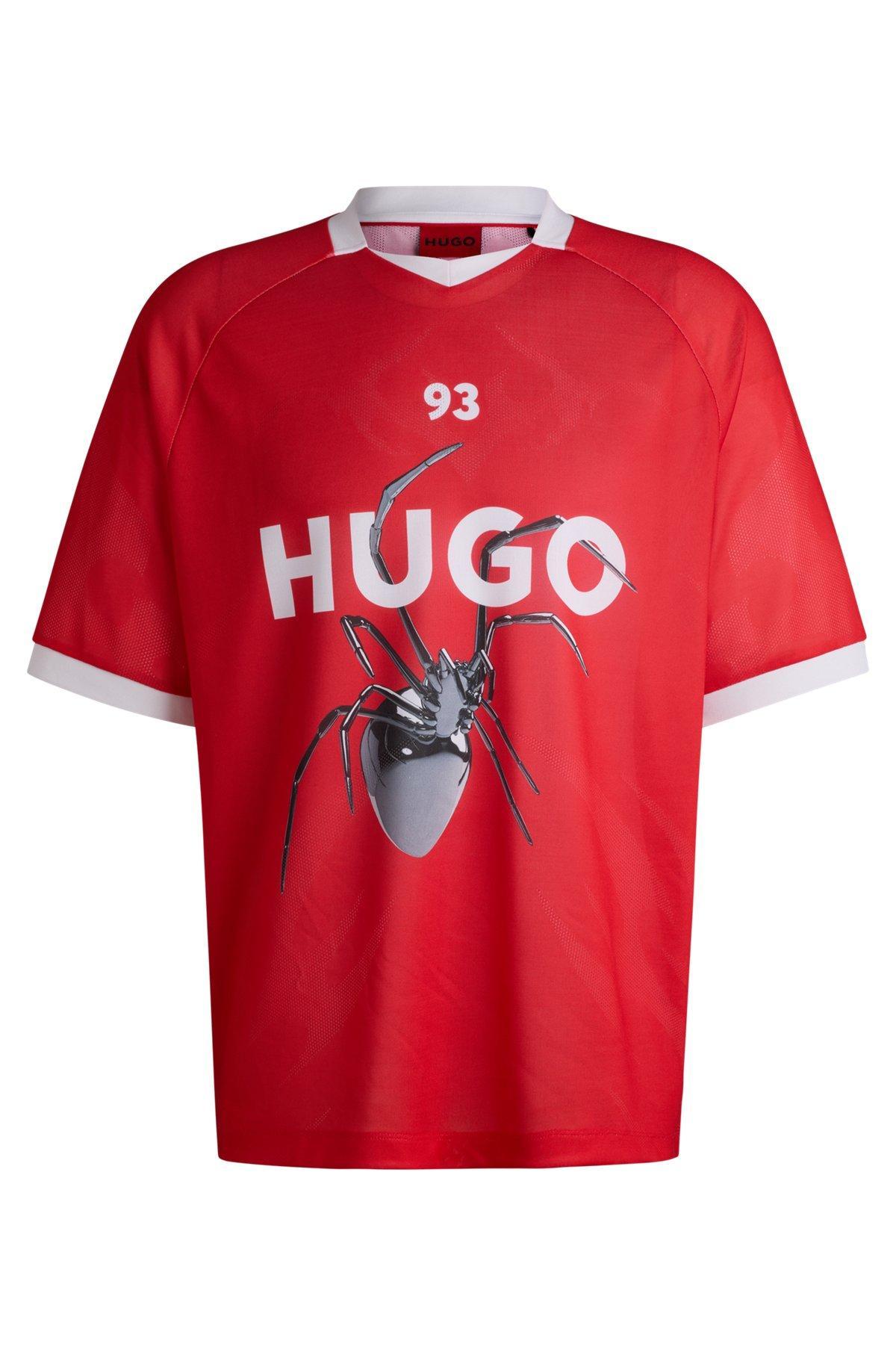 Relaxed-fit football-style mesh T-shirt with seasonal print Product Image