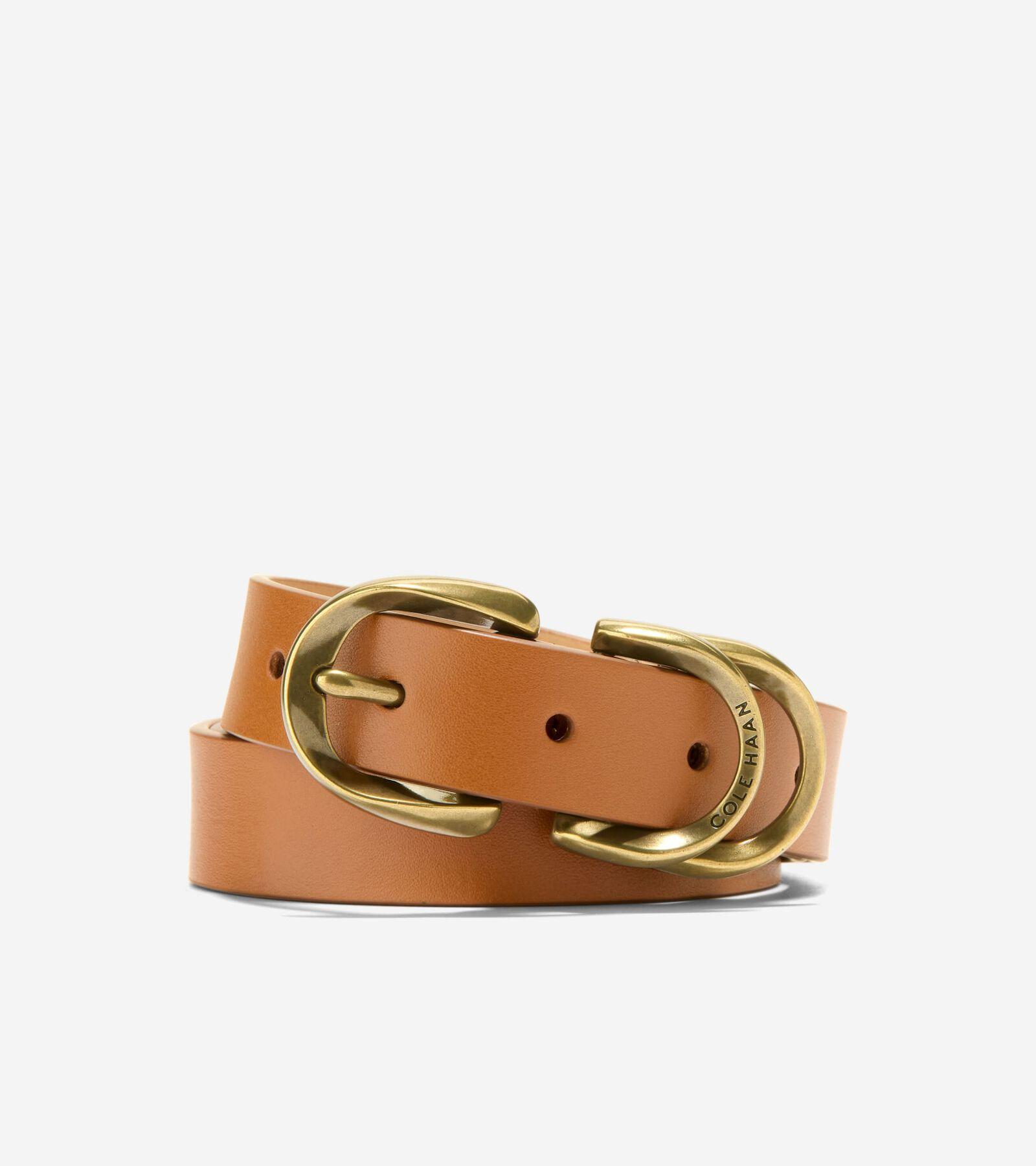Cole Haan Womens 25Mm Slim Double Loop Belt - Black Size Small Product Image