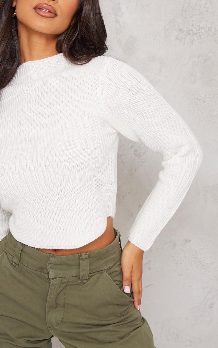 Petite White High Neck Cropped Sweater Product Image