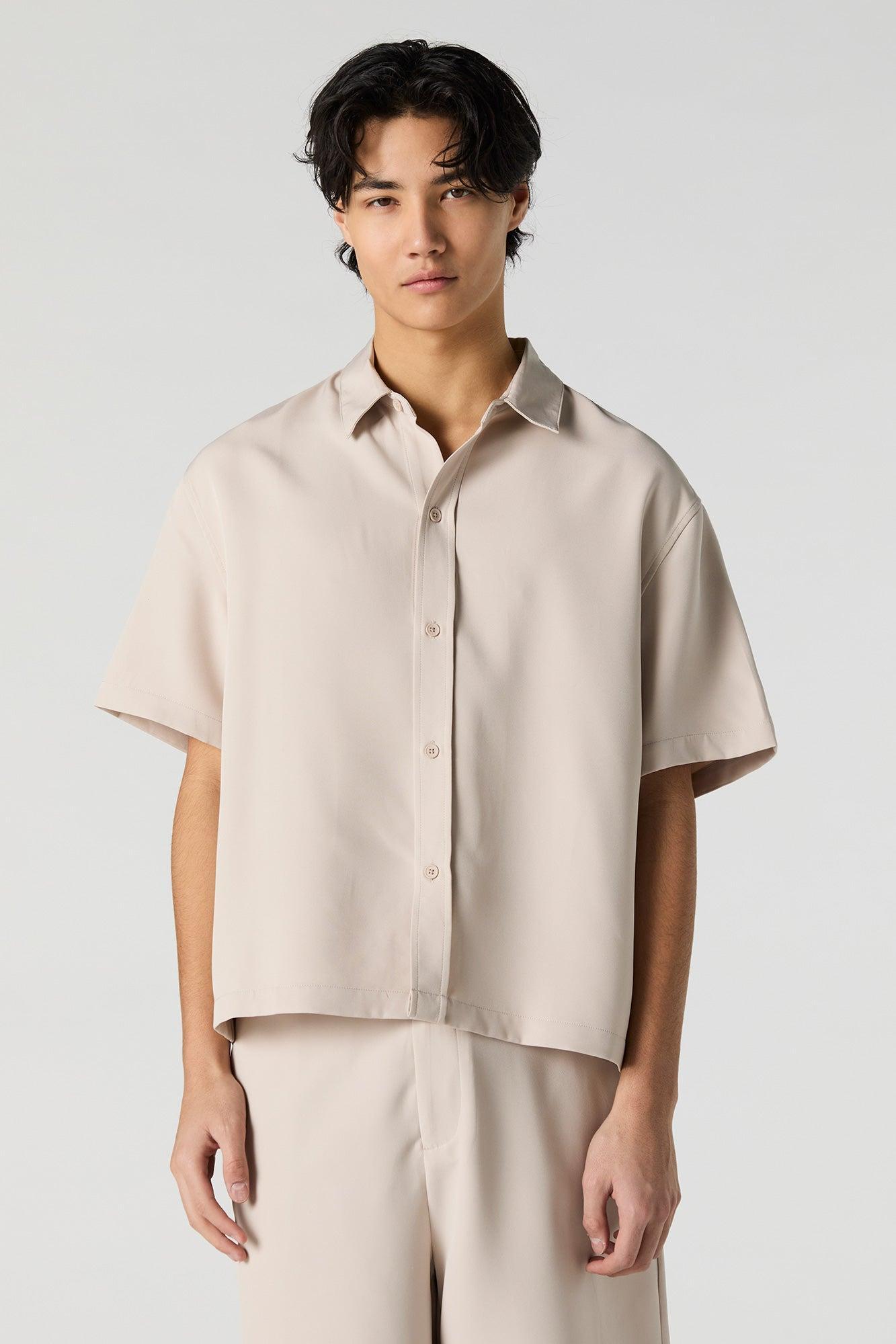 Boxy Button-Up Short Sleeve Top Male Product Image