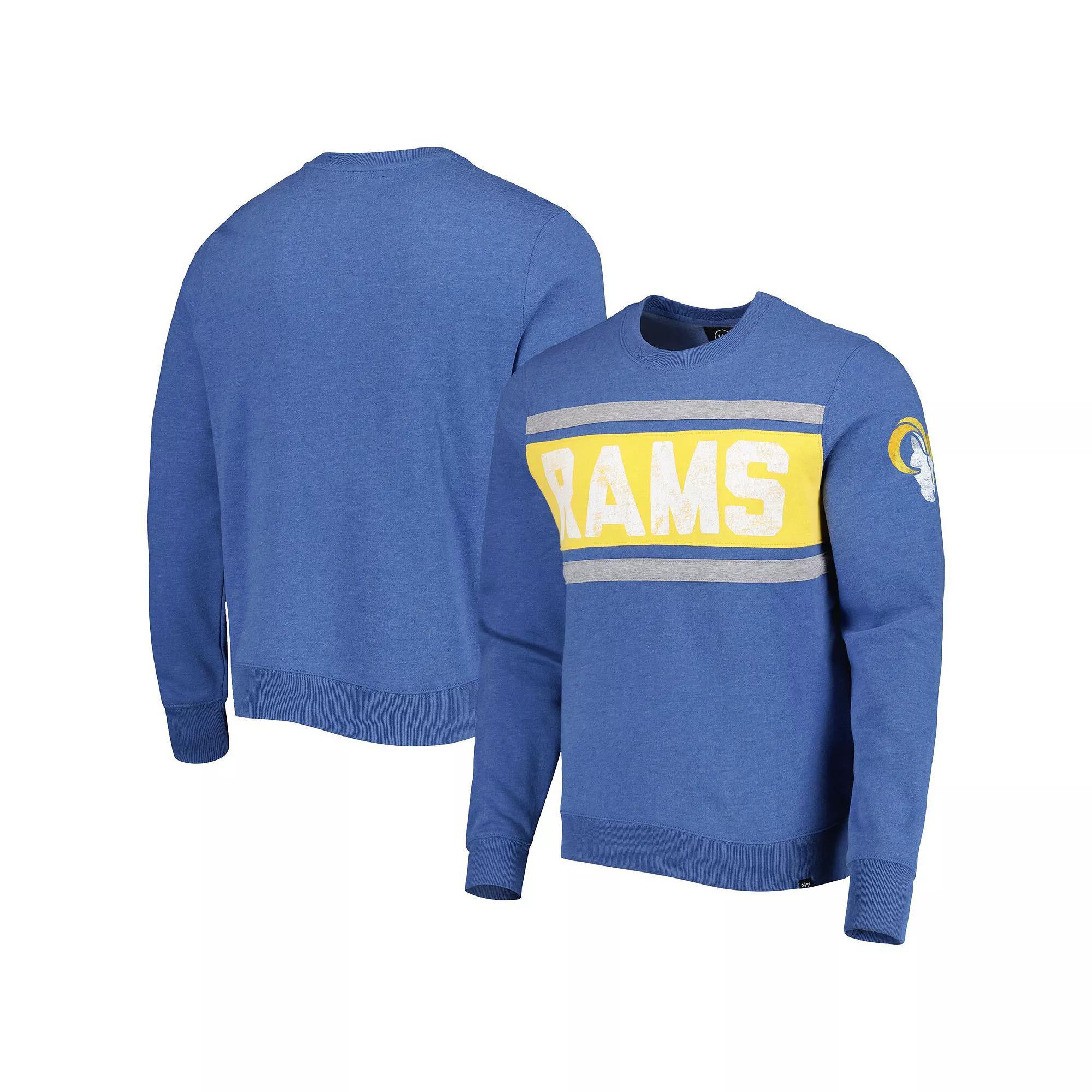 Men's '47 Heathered Blue Los Angeles Rams Bypass Tribeca Pullover Sweatshirt, Size: 2XL Product Image